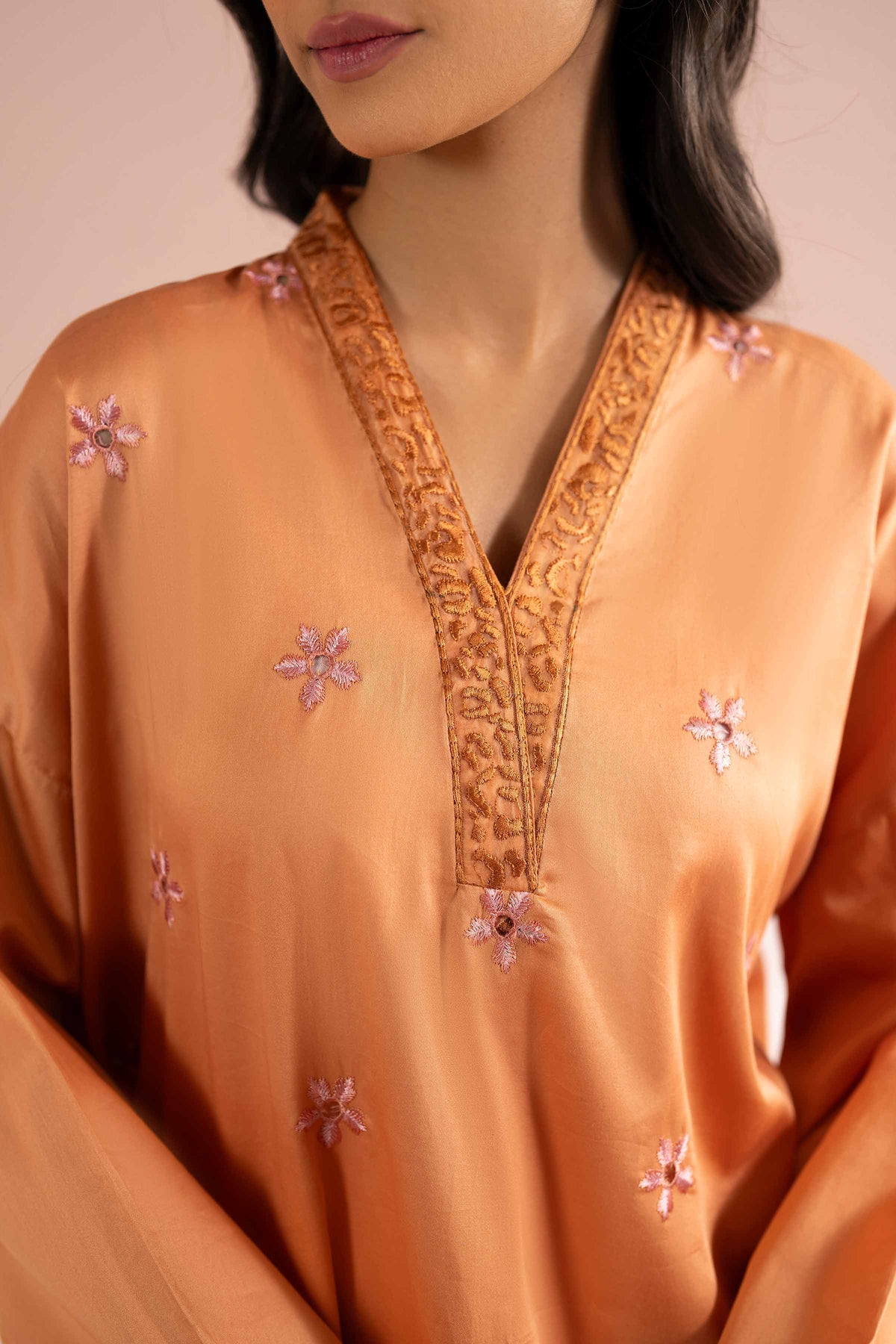 3 Piece - Embroidered Suit - PE26-62 Yellow Sateen 3PC Embroidered Nishat Australia