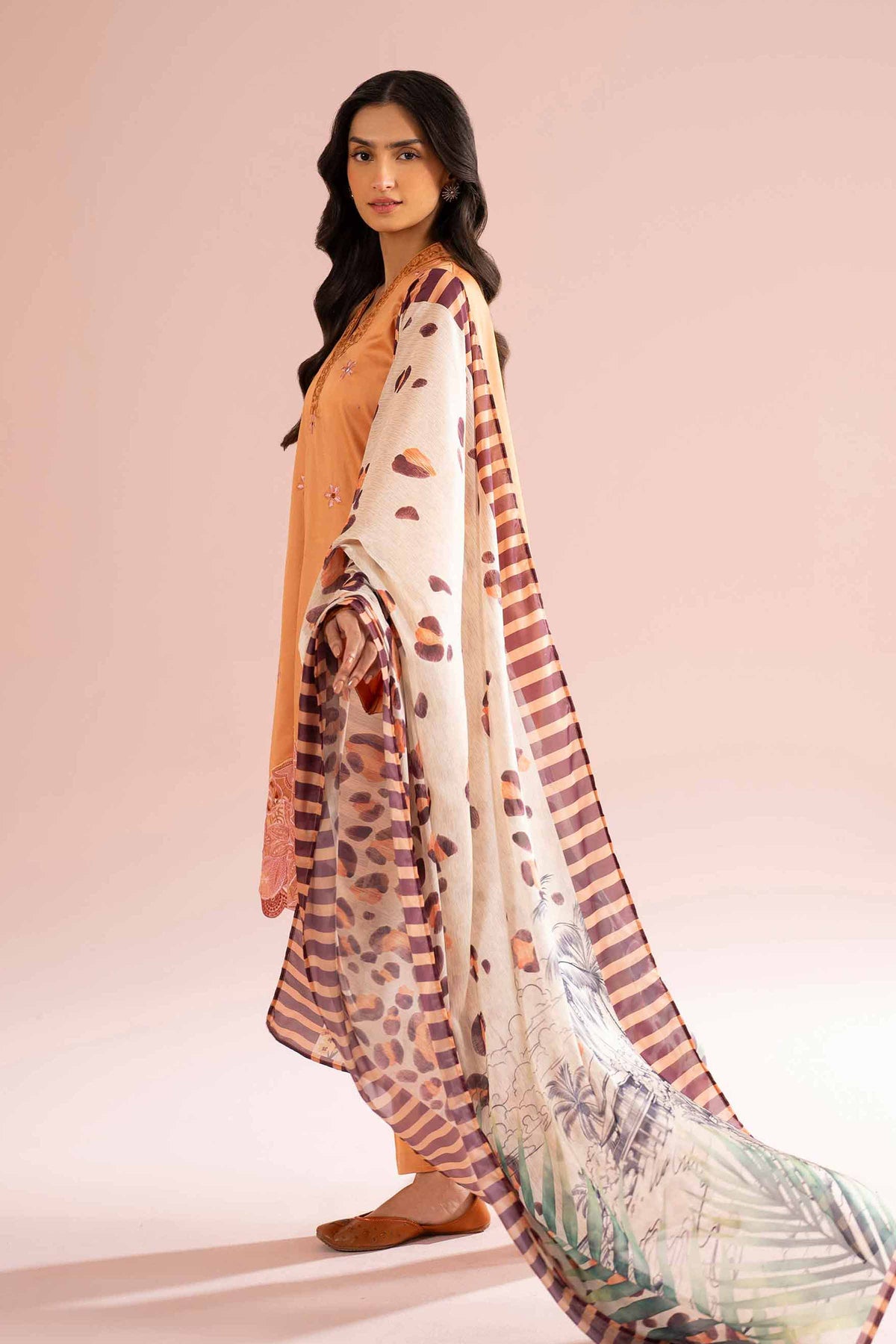 3 Piece - Embroidered Suit - PE26-62 Yellow Sateen 3PC Embroidered Nishat Australia