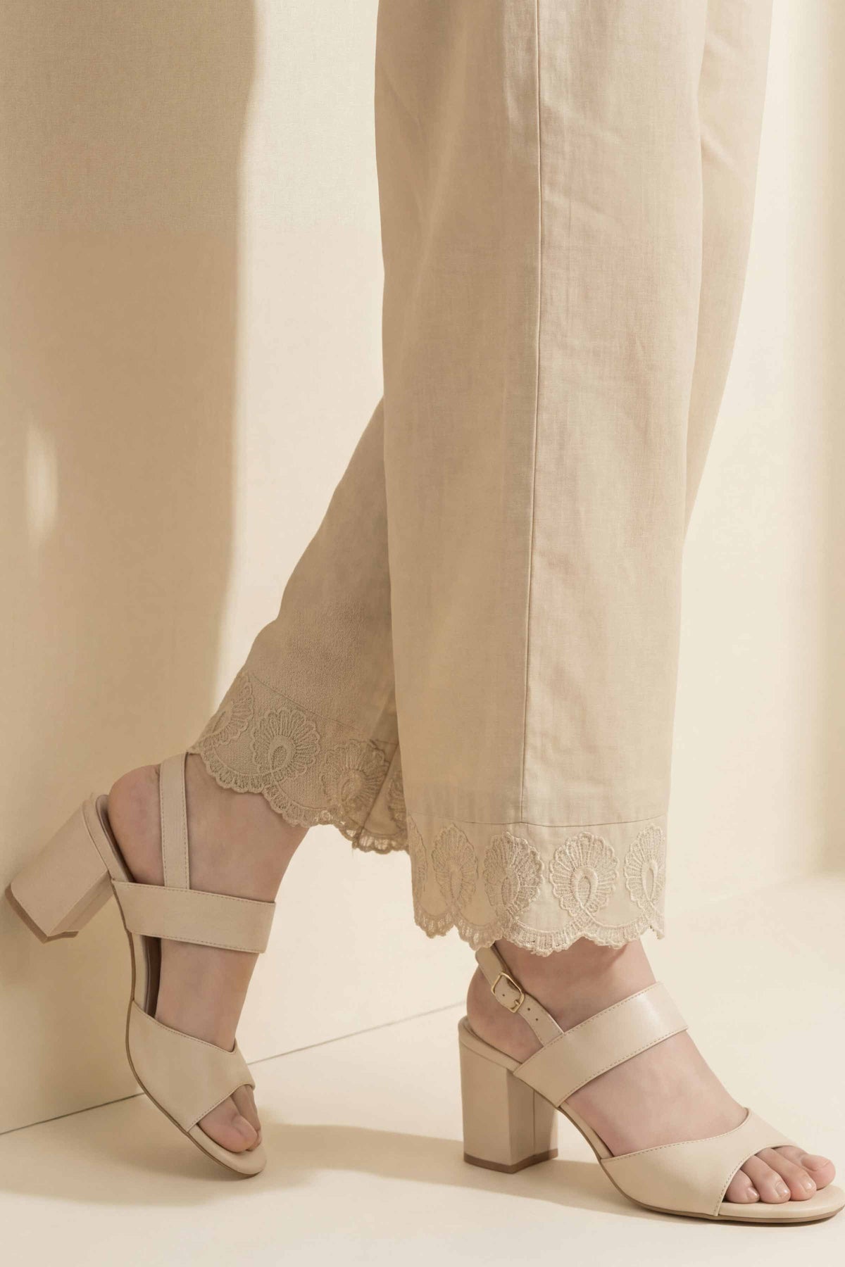 Embroidered Trousers - PE26-631 Beige Cambric 1PC Embroidered Nishat Australia