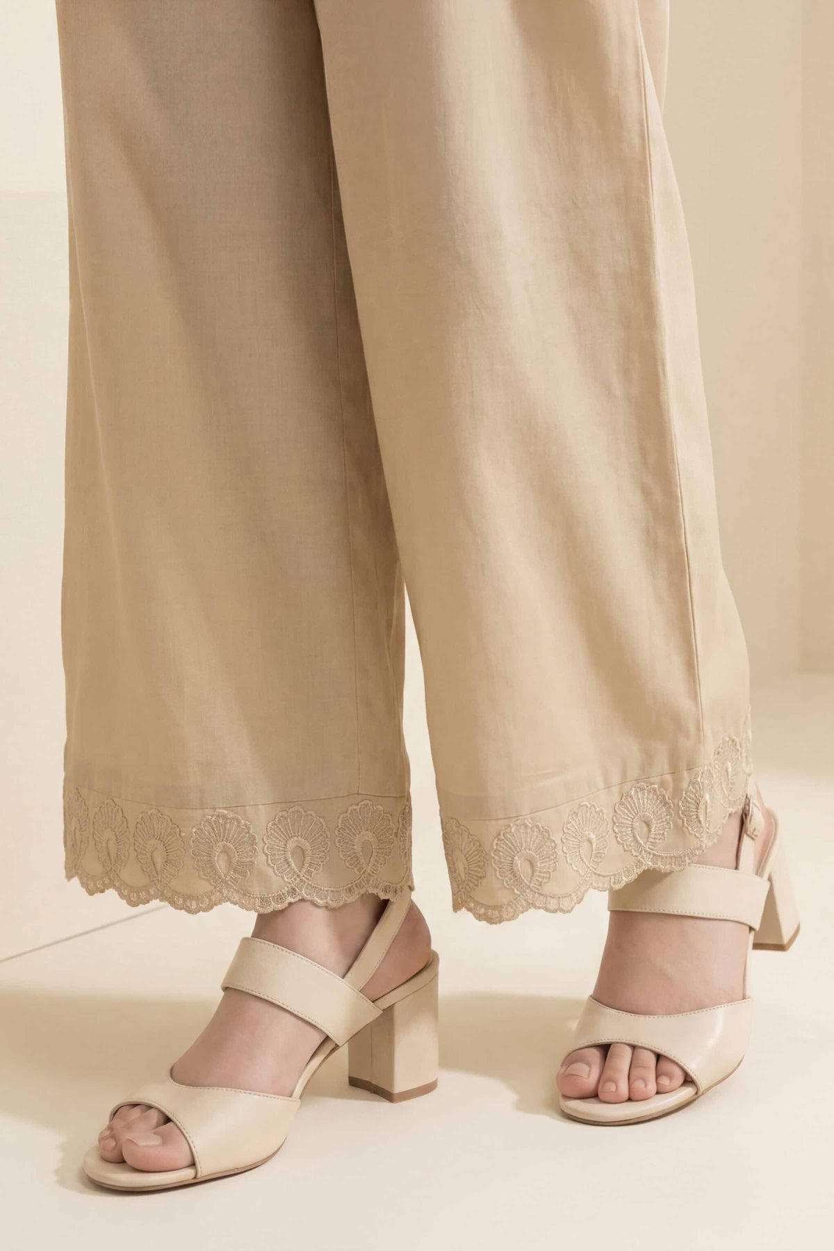 Embroidered Trousers - PE26-631 Beige Cambric 1PC Embroidered Nishat Australia