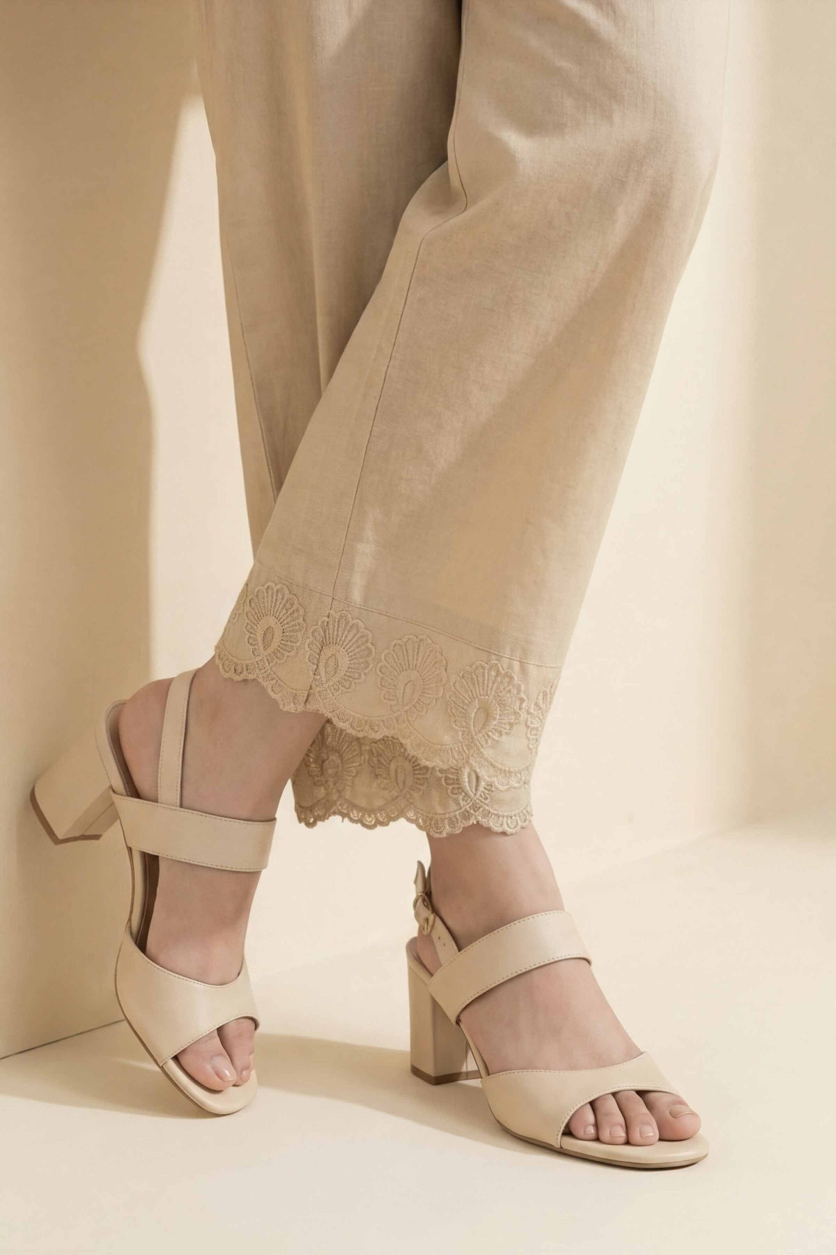 Embroidered Trousers - PE26-631 Beige Cambric 1PC Embroidered Nishat Australia