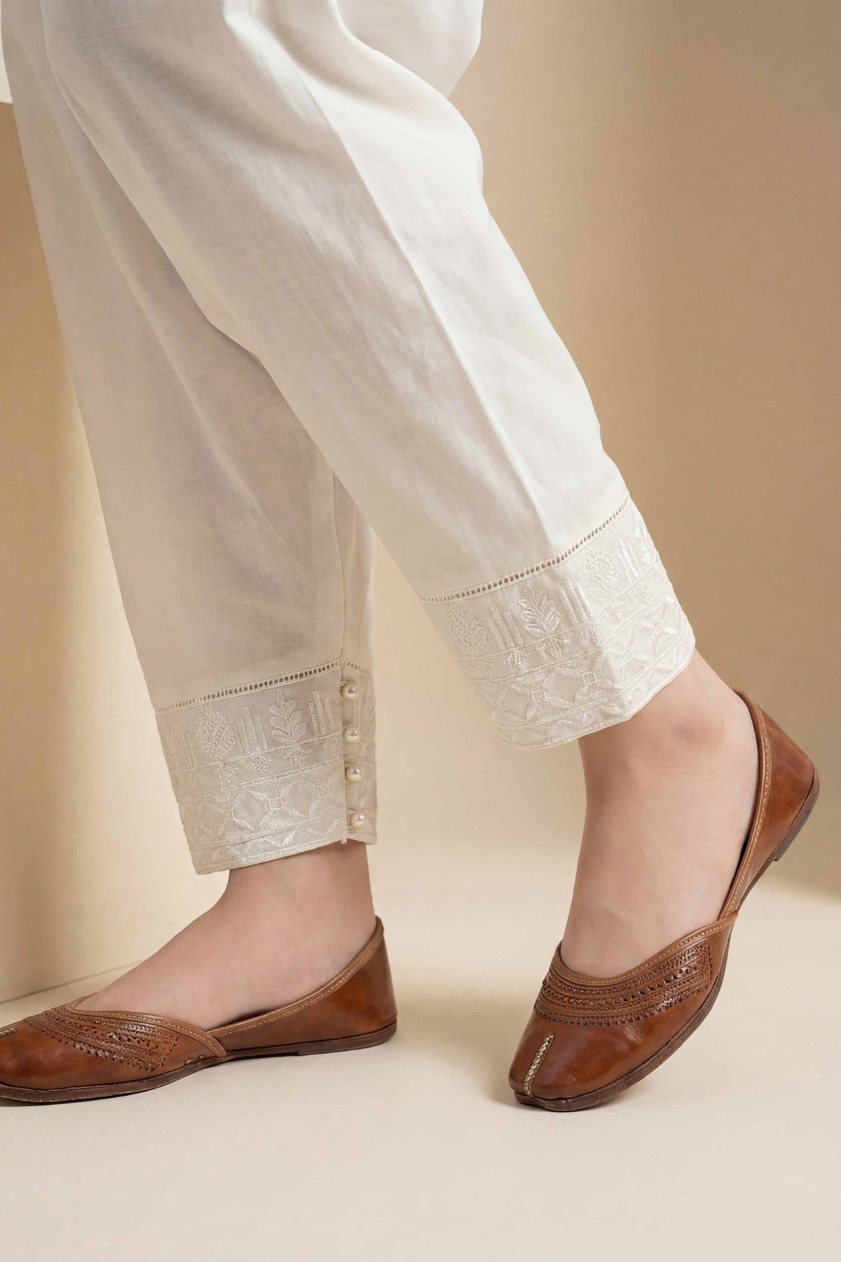 Embroidered Shalwar - PE26-633 White Cambric 1PC Embroidered Nishat Australia