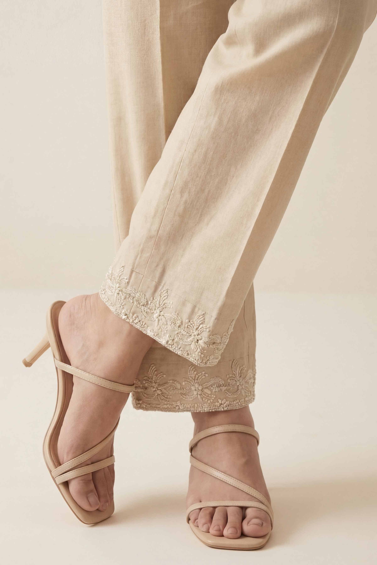 Embroidered Trousers - PE26-636 Beige Cambric 1PC Embroidered Nishat Australia