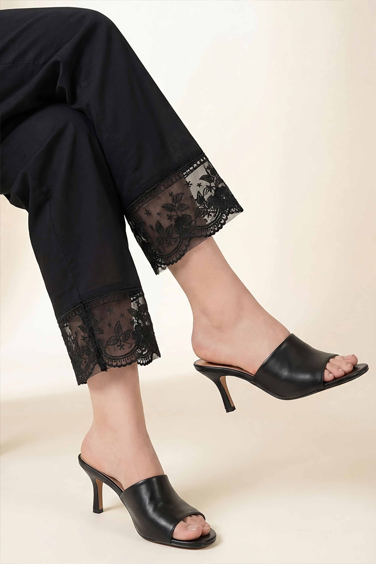 Embroidered Trousers - PE26-639 Black Cambric 1PC Embroidered Nishat Australia