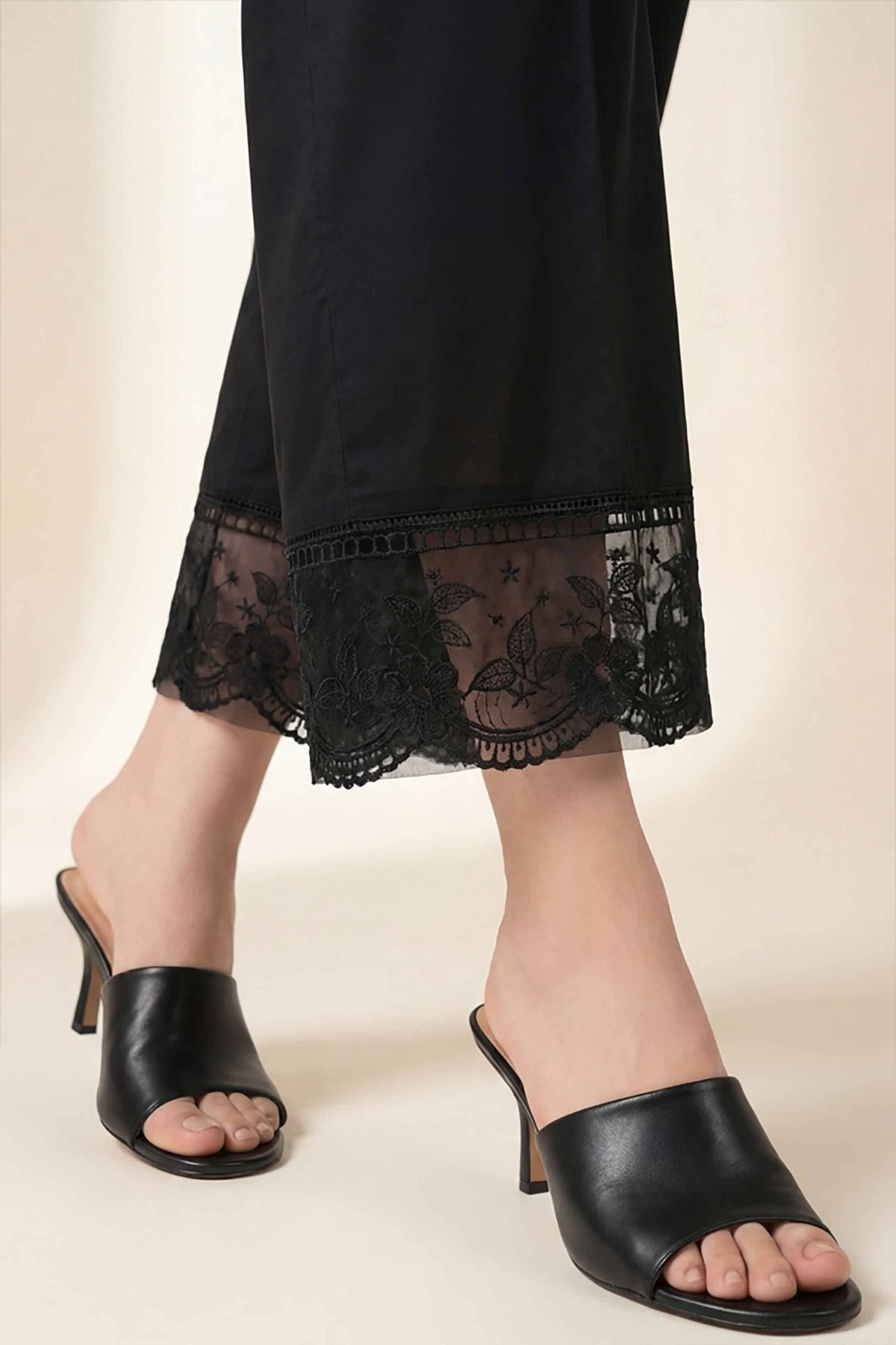 Embroidered Trousers - PE26-639 Black Cambric 1PC Embroidered Nishat Australia