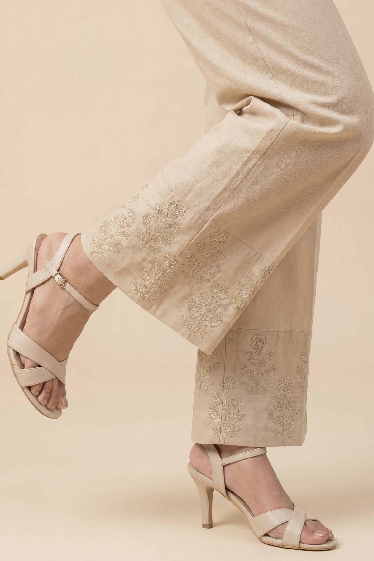 Embroidered Trousers - PE26-640 Beige Cambric 1PC Embroidered Nishat Australia
