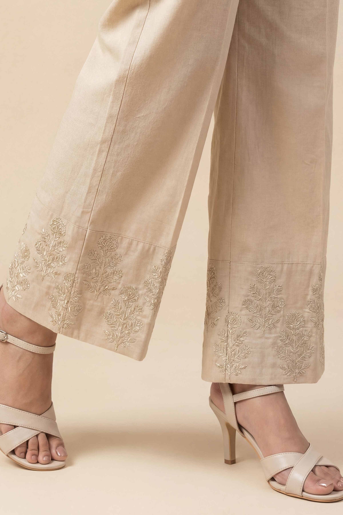 Embroidered Trousers - PE26-640 Beige Cambric 1PC Embroidered Nishat Australia