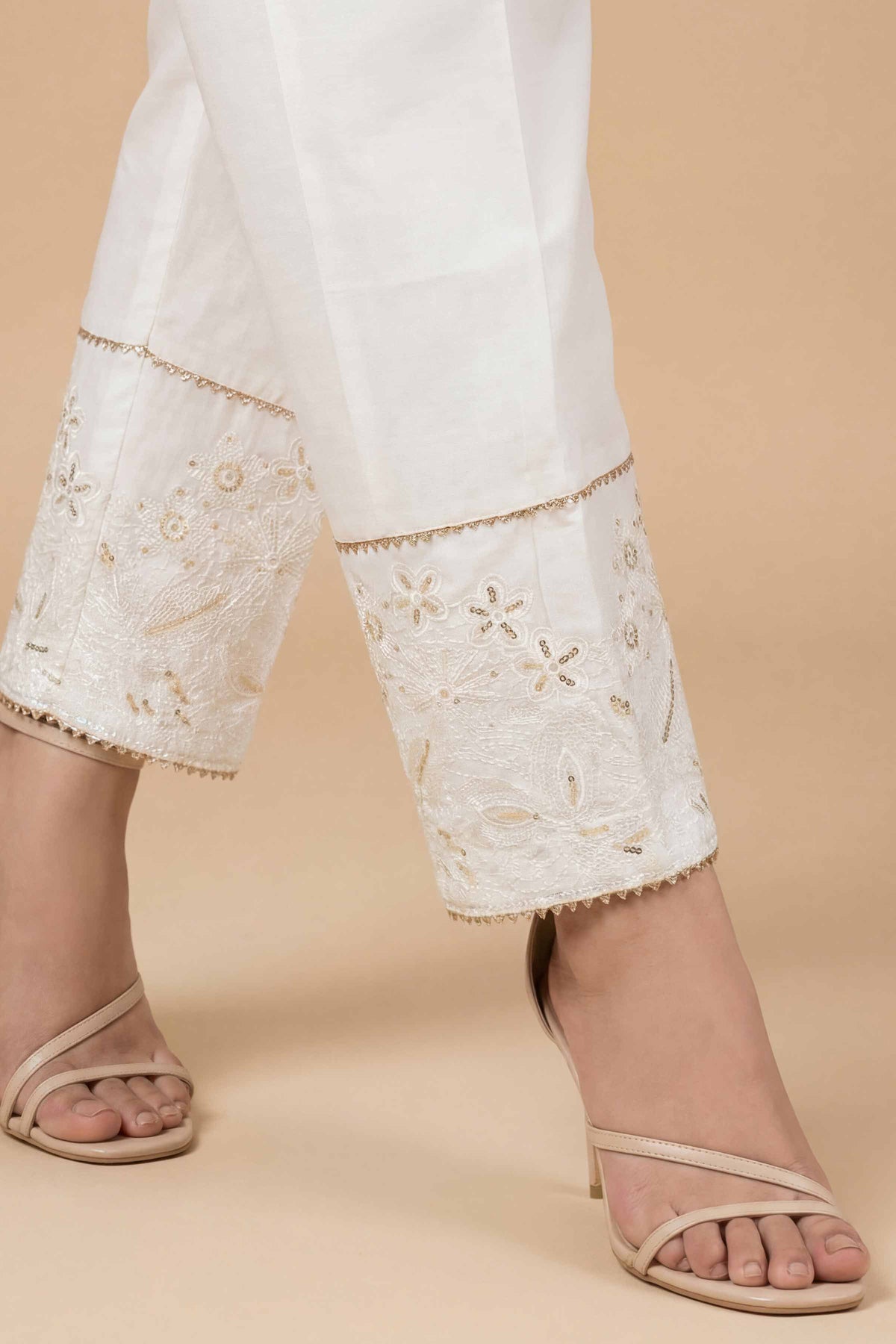 Embroidered Trousers - PE26-642 White Cambric 1PC Embroidered Nishat Australia