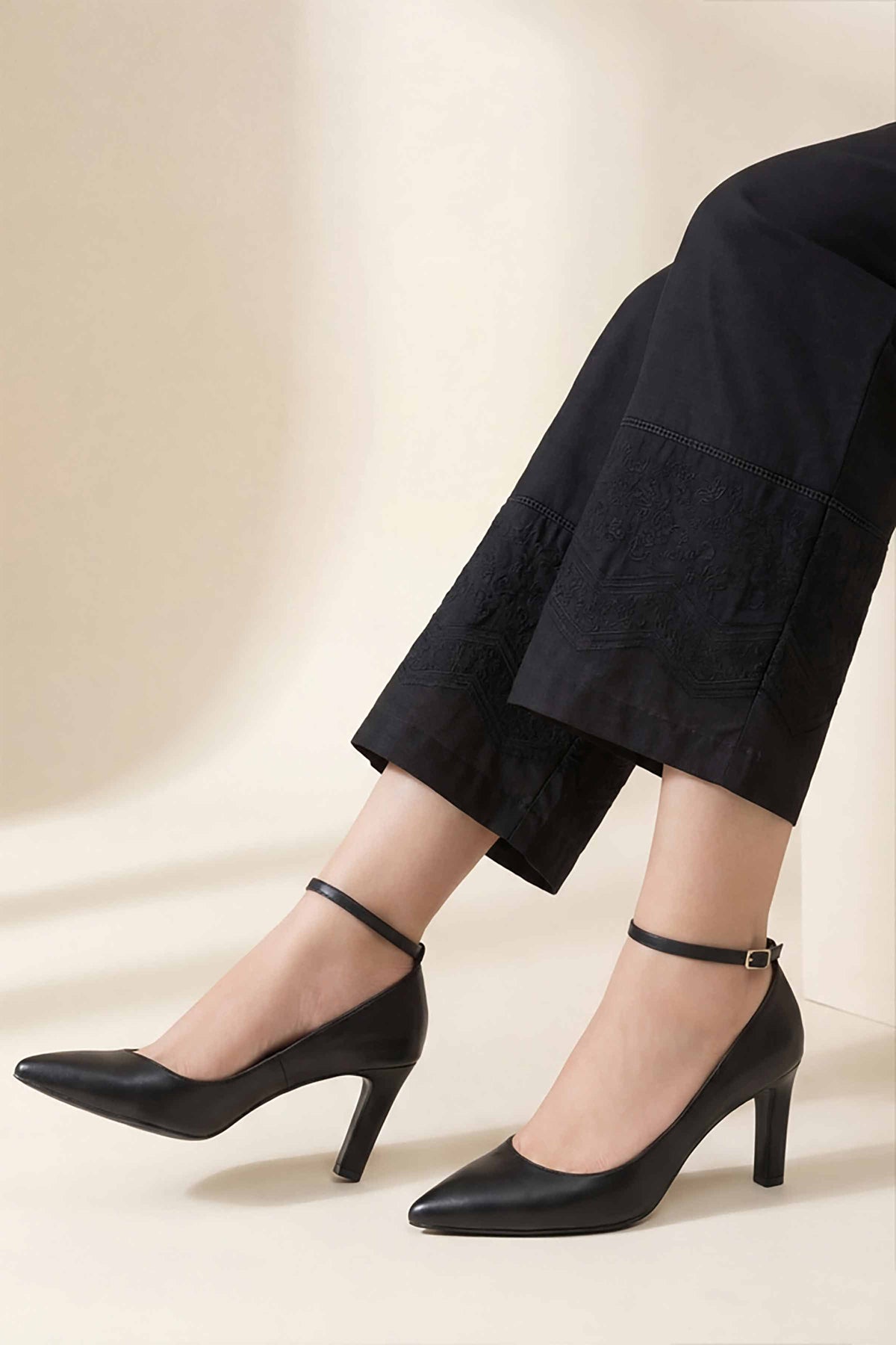Embroidered Trousers - PE26-643 Black Cambric 1PC Embroidered Nishat Australia