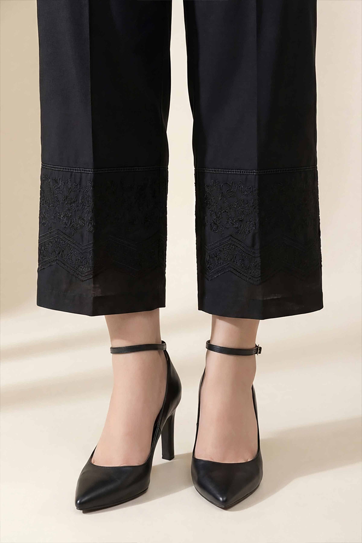 Embroidered Trousers - PE26-643 Black Cambric 1PC Embroidered Nishat Australia