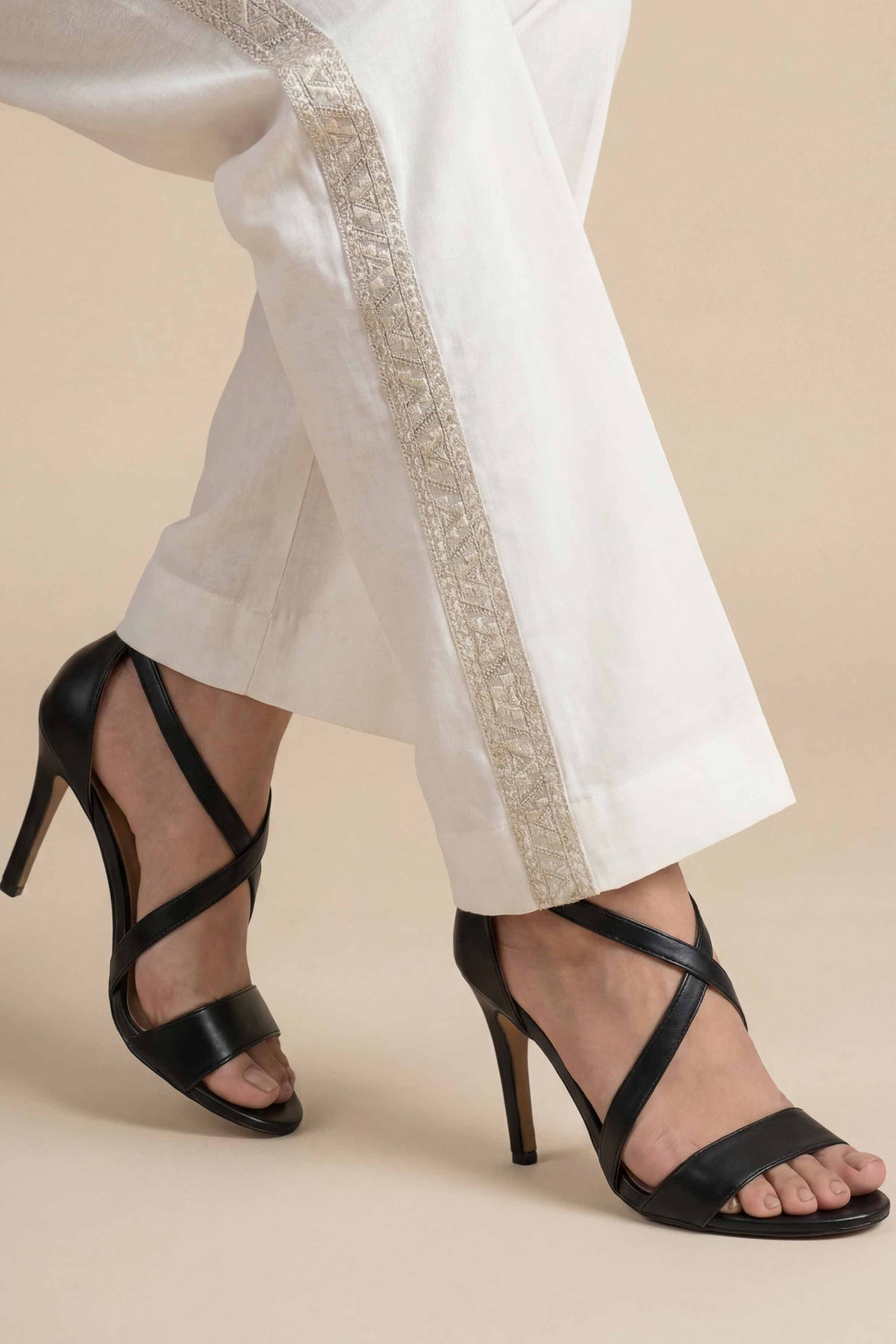 Embroidered Trousers - PE26-646 White Cambric 1PC Embroidered Nishat Australia