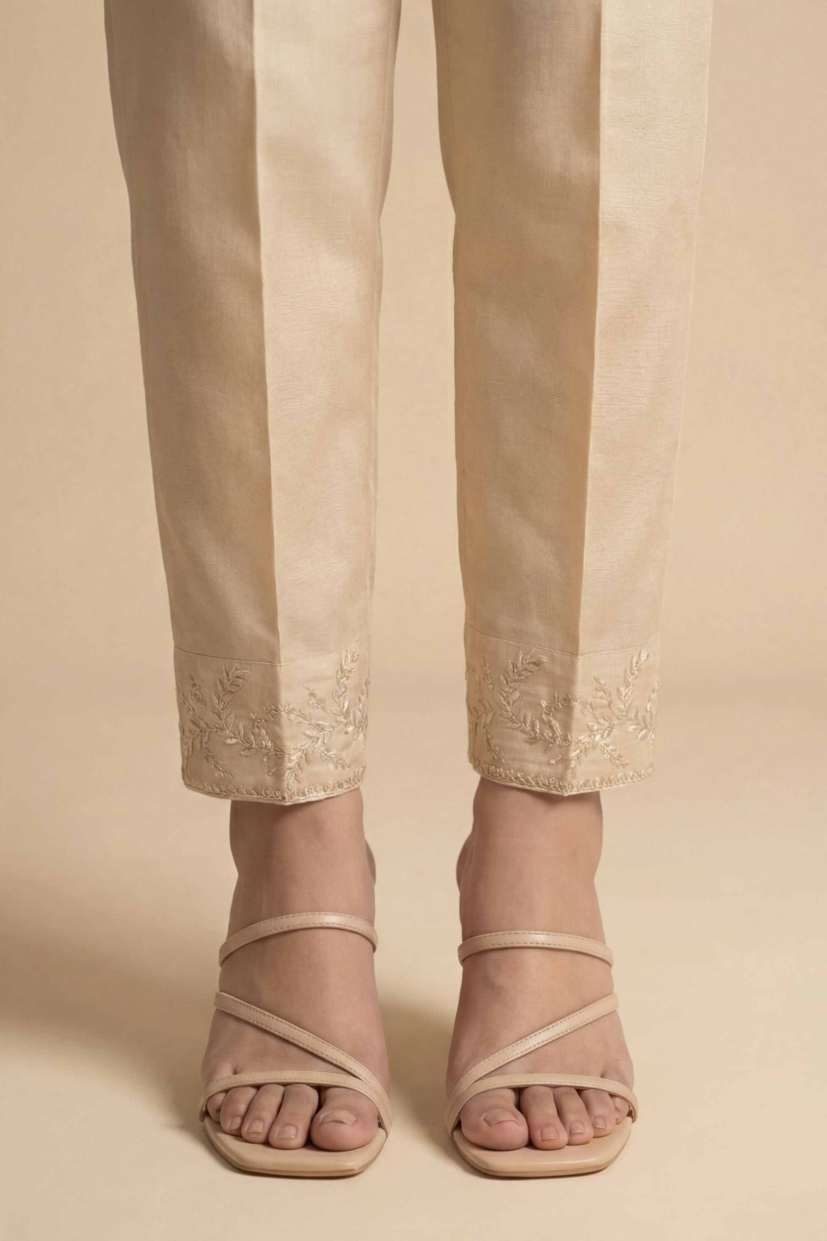 Embroidered Trousers - PE26-648 Beige Cambric 1PC Embroidered Nishat Australia