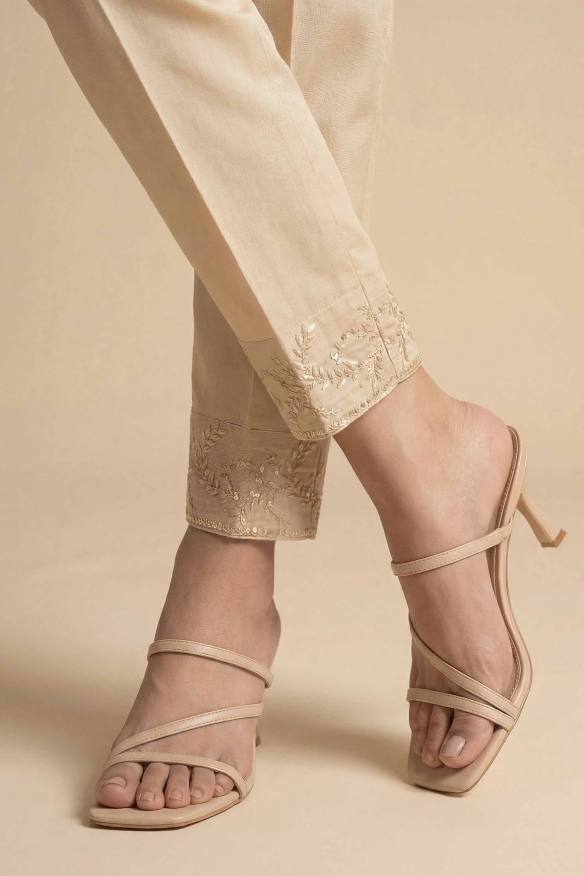 Embroidered Trousers - PE26-648 Beige Cambric 1PC Embroidered Nishat Australia