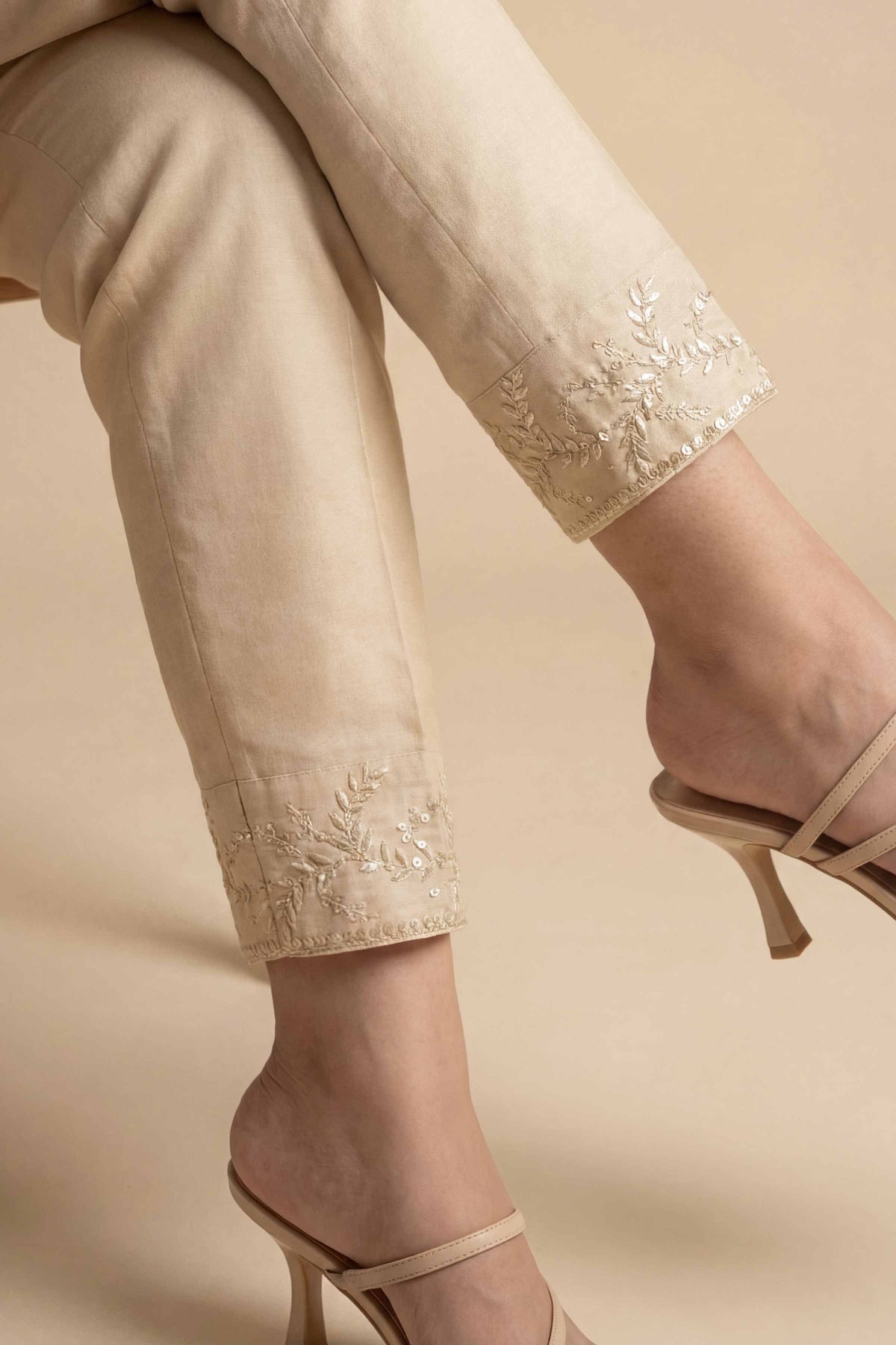 Embroidered Trousers - PE26-648 Beige Cambric 1PC Embroidered Nishat Australia