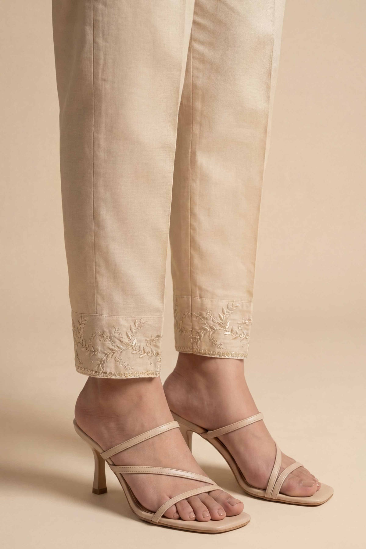 Embroidered Trousers - PE26-648 Beige Cambric 1PC Embroidered Nishat Australia