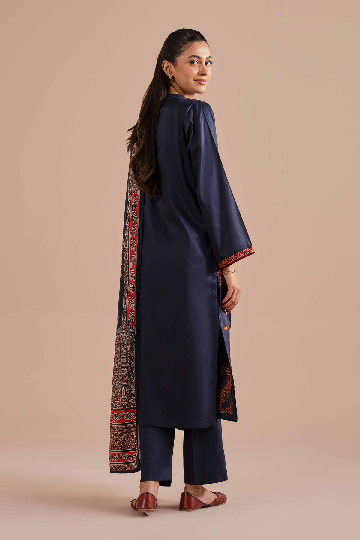 3 Piece - Embroidered Suit - PE26-65 Blue Sateen 3PC Embroidered Nishat Australia