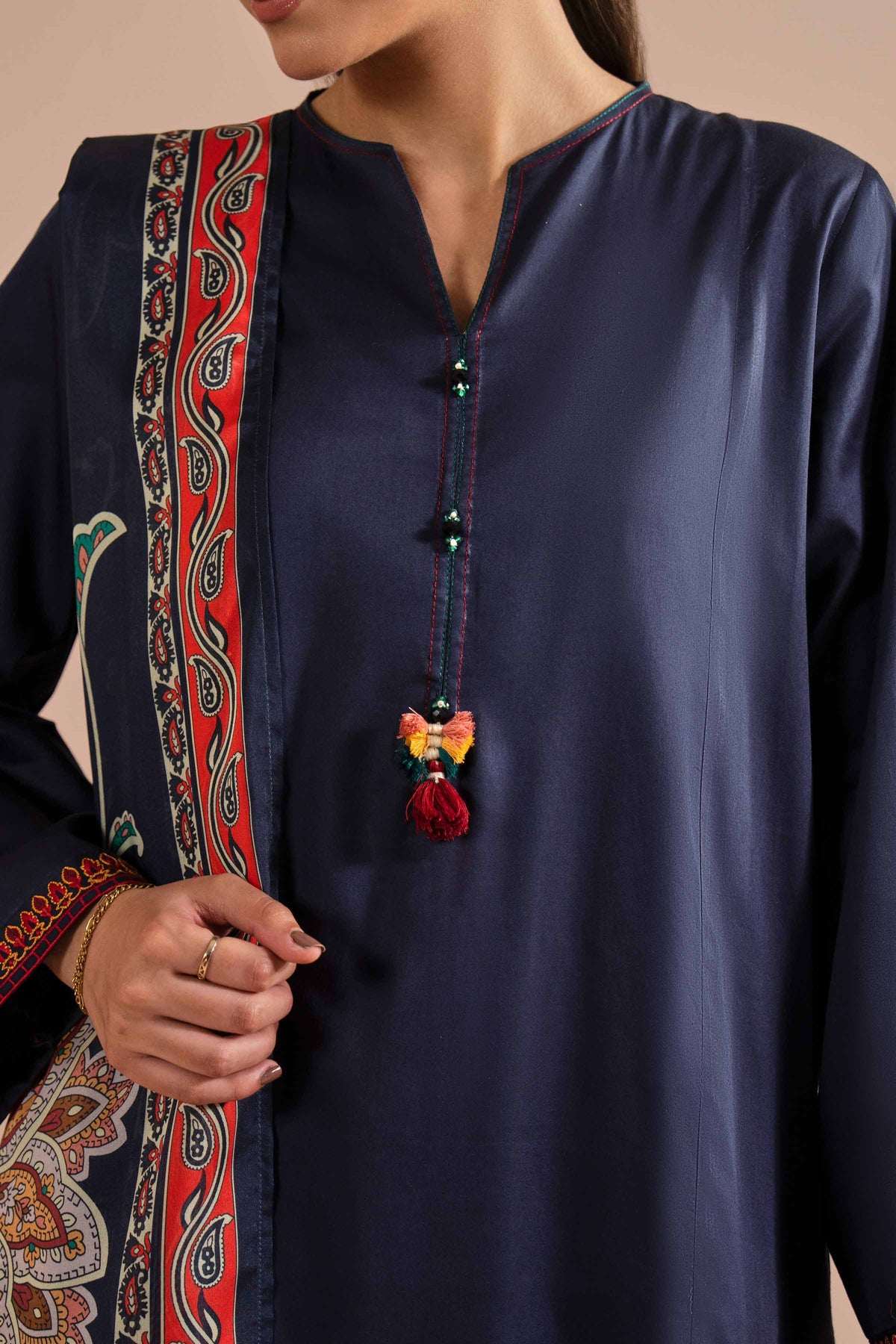 3 Piece - Embroidered Suit - PE26-65 Blue Sateen 3PC Embroidered Nishat Australia
