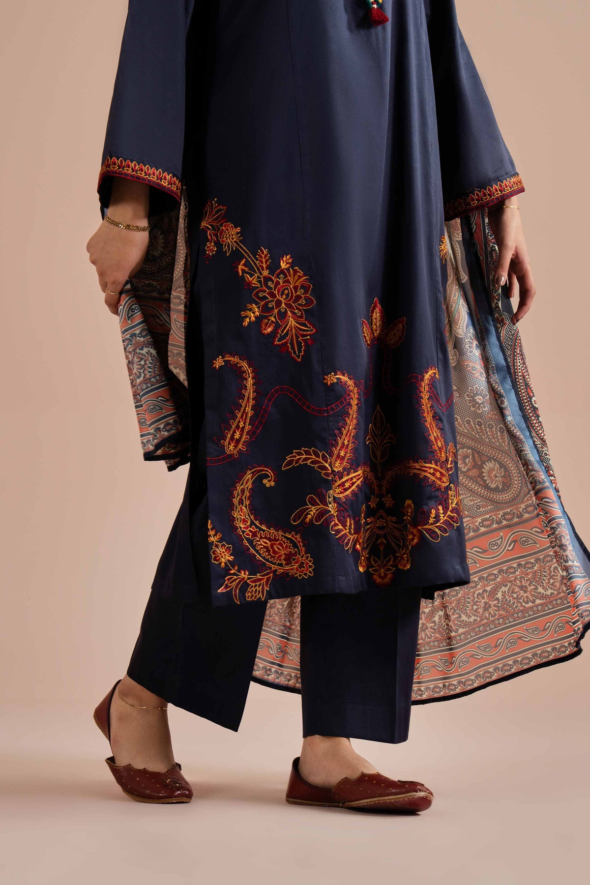 3 Piece - Embroidered Suit - PE26-65 Blue Sateen 3PC Embroidered Nishat Australia