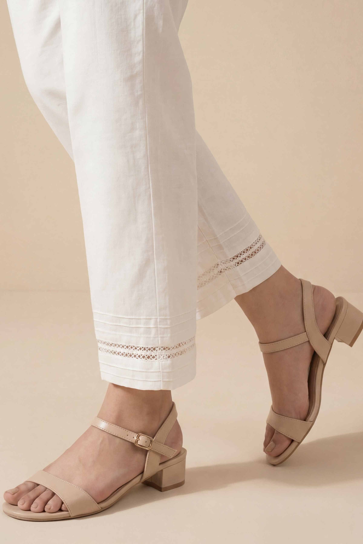 Solid Trousers - PE26-654 White Cambric 1PC Solids Nishat Australia