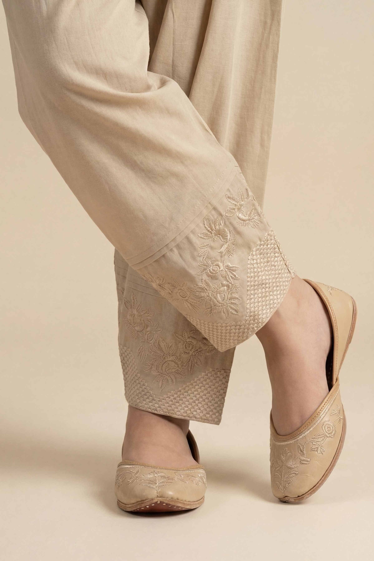 Embroidered Shalwar - PE26-665 Beige Cambric 1PC Embroidered Nishat Australia