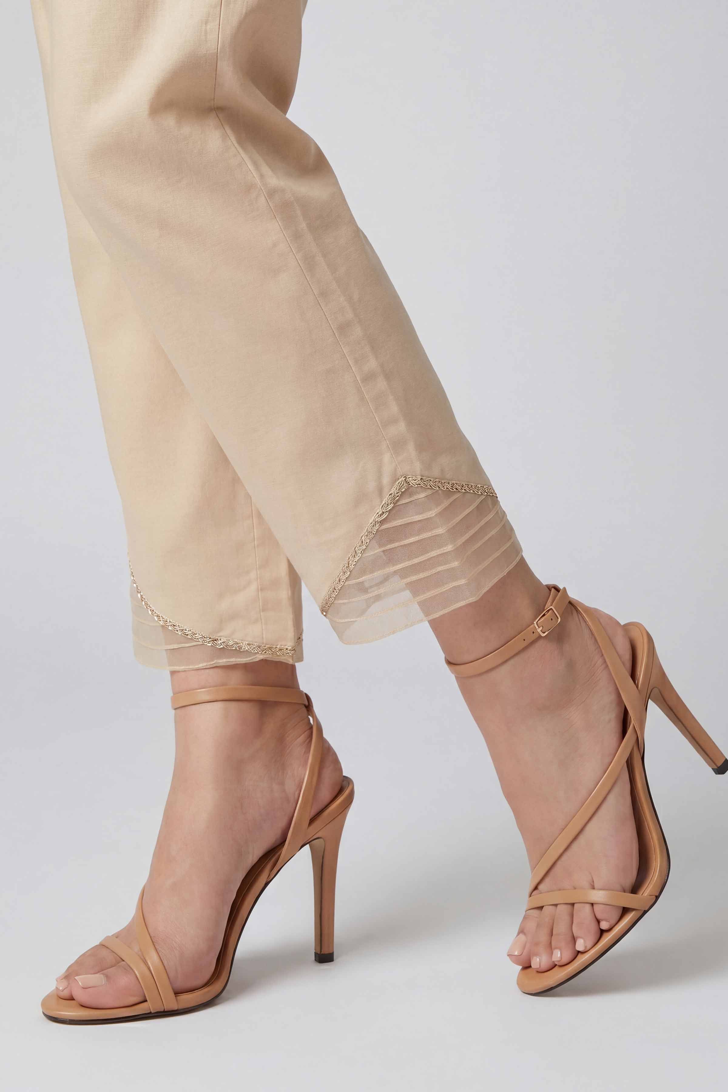 Solid Trousers - PE26-669 Beige Cambric 1PC Solids Nishat Australia