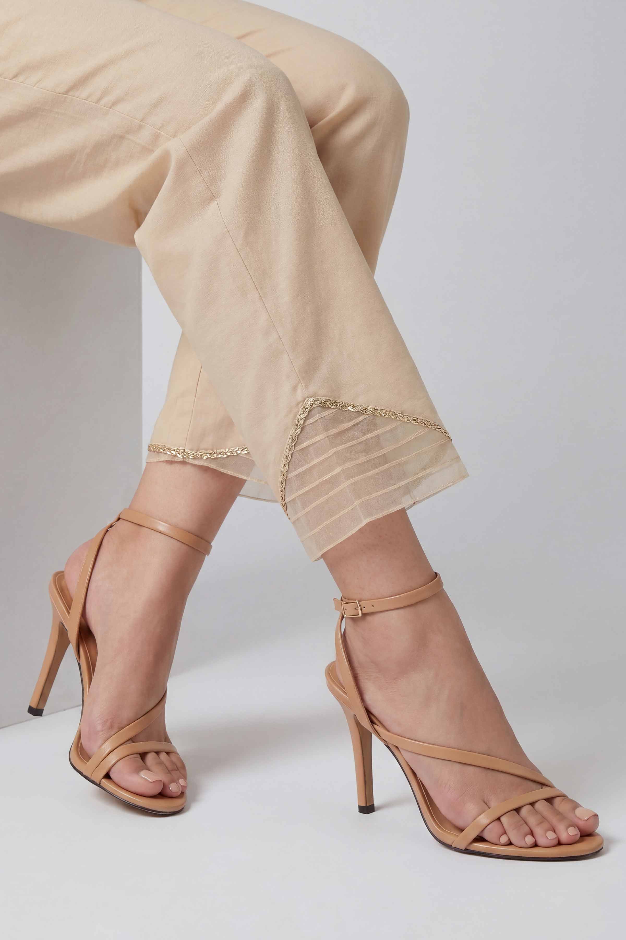 Solid Trousers - PE26-669 Beige Cambric 1PC Solids Nishat Australia