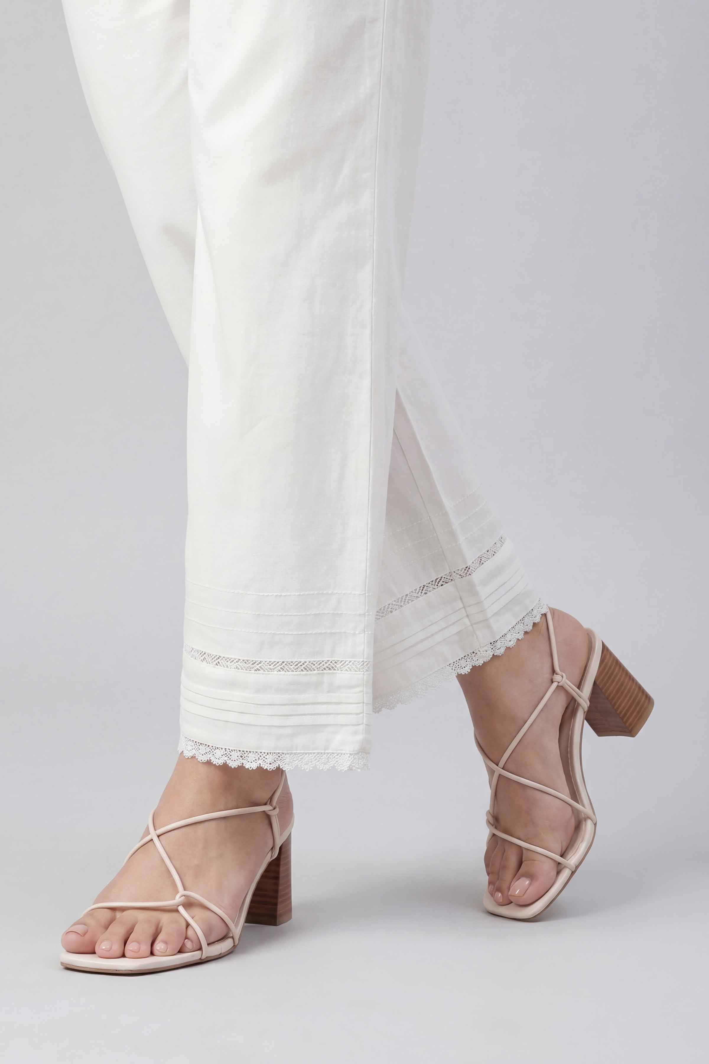 Solid Trousers - PE26-671 White Cambric 1PC Solids Nishat Australia