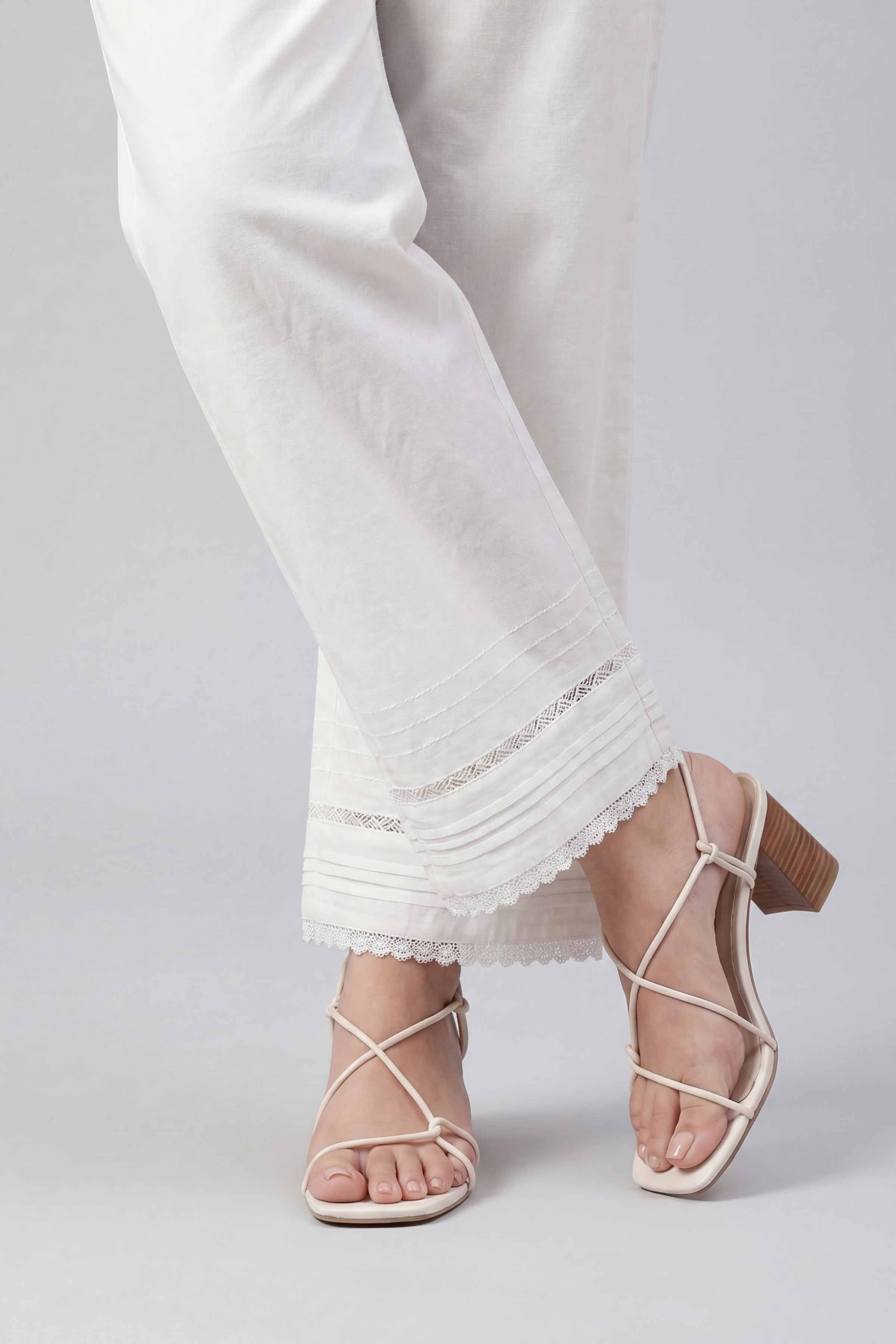 Solid Trousers - PE26-671 White Cambric 1PC Solids Nishat Australia