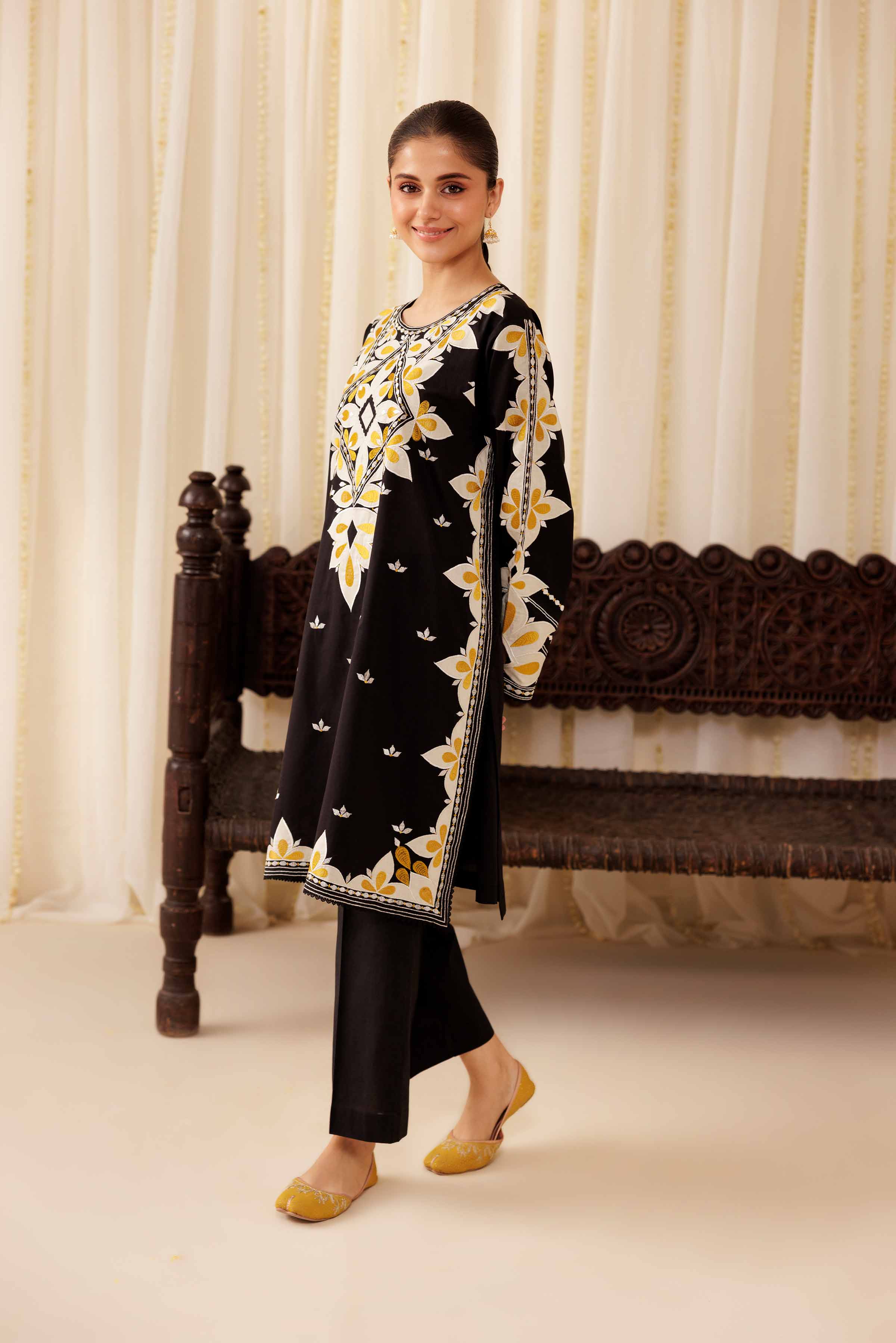 2 Piece - Embroidered Suit - PFE25-33 READY TO WEAR Black Cambric 2PC Embroidered