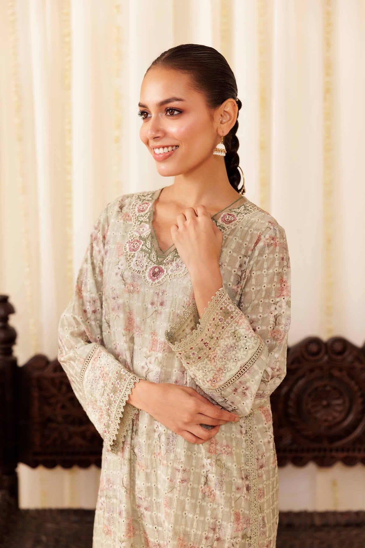 2 Piece - Embroidered Suit - PFE25-38 Green Silk 2PC Embroidered Nishat Australia