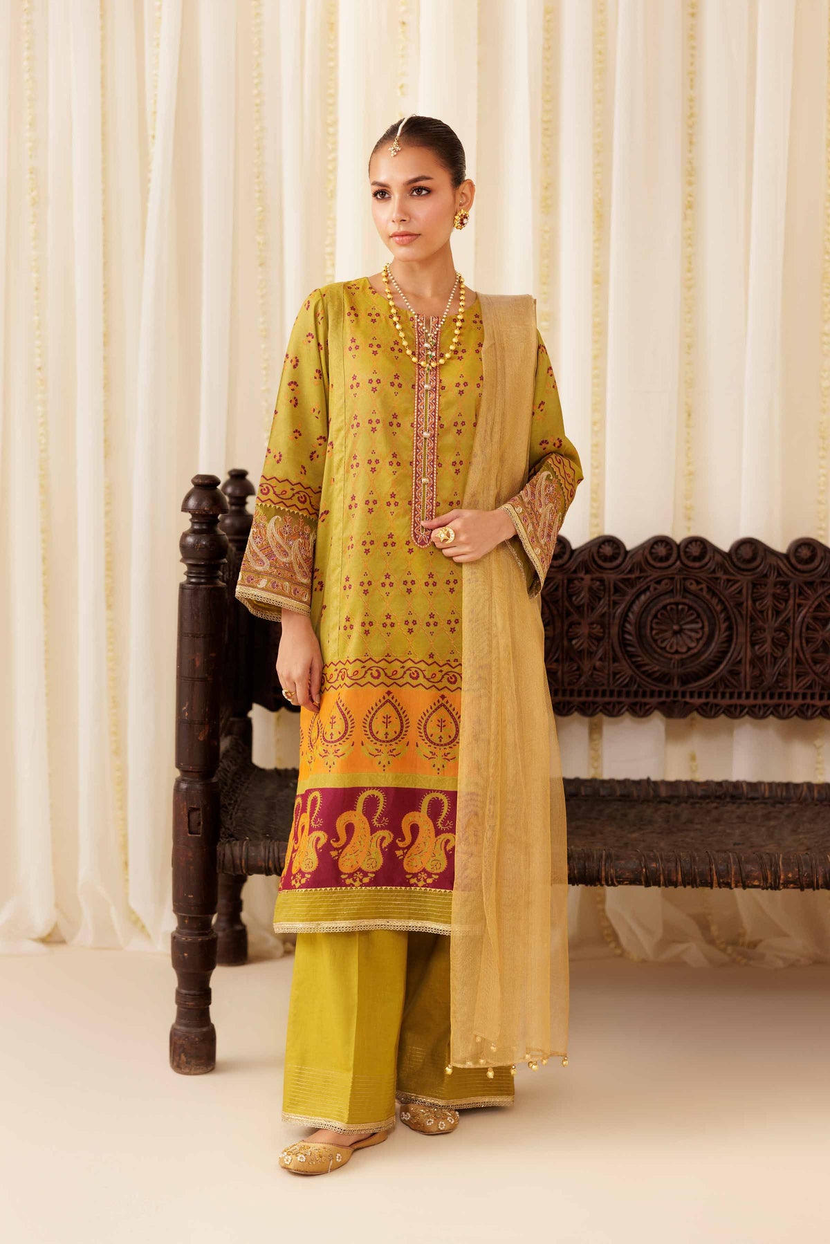 3 Piece - Printed Embroidered Suit - PFE25-40 Green Viscose 3PC Embroidered Nishat Australia