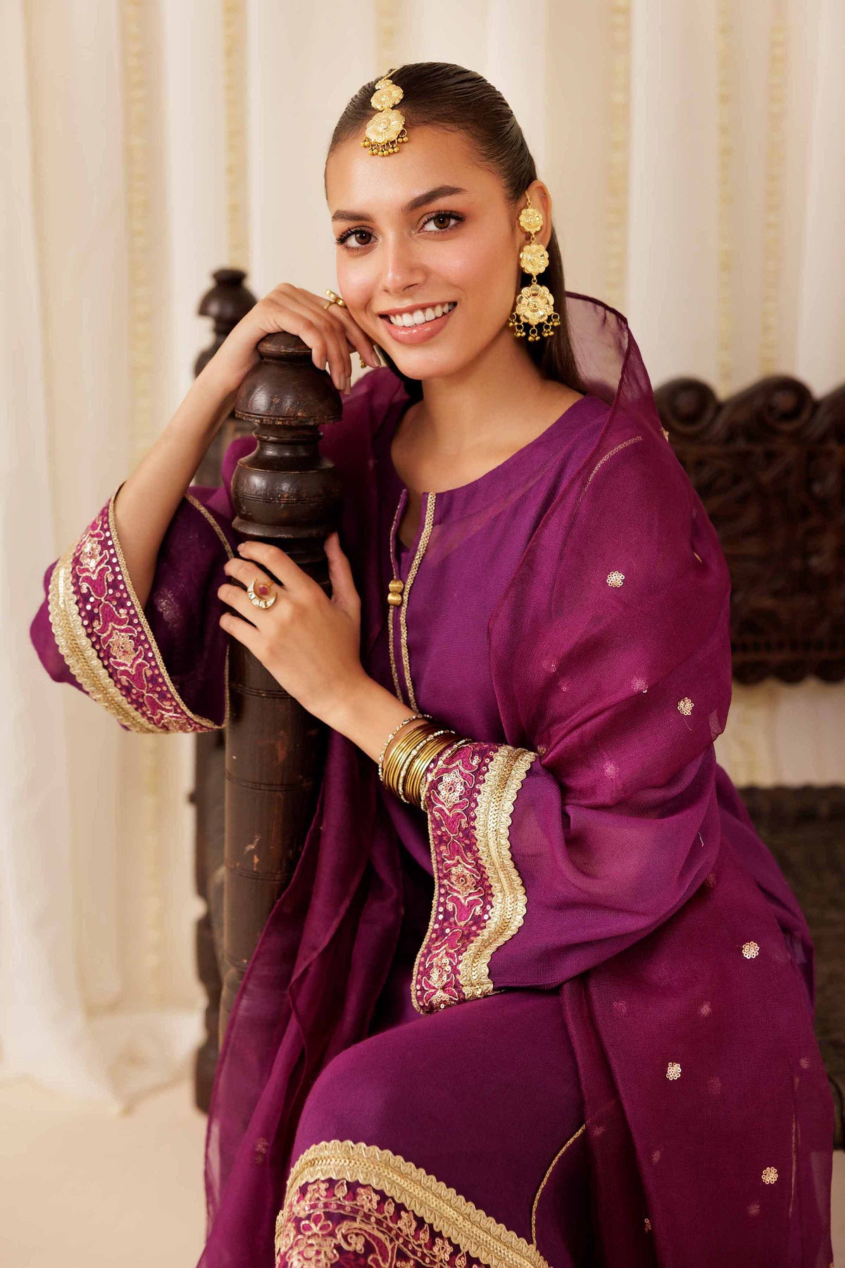 3 Piece - Embroidered Suit - PFE25-54 Purple Cotton 3PC Embroidered Nishat Australia