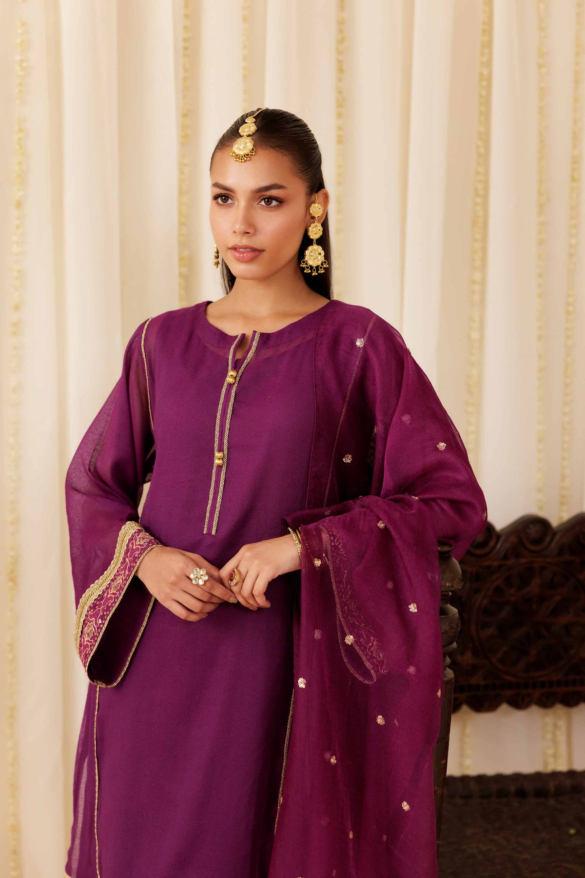 3 Piece - Embroidered Suit - PFE25-54 Purple Cotton 3PC Embroidered Nishat Australia