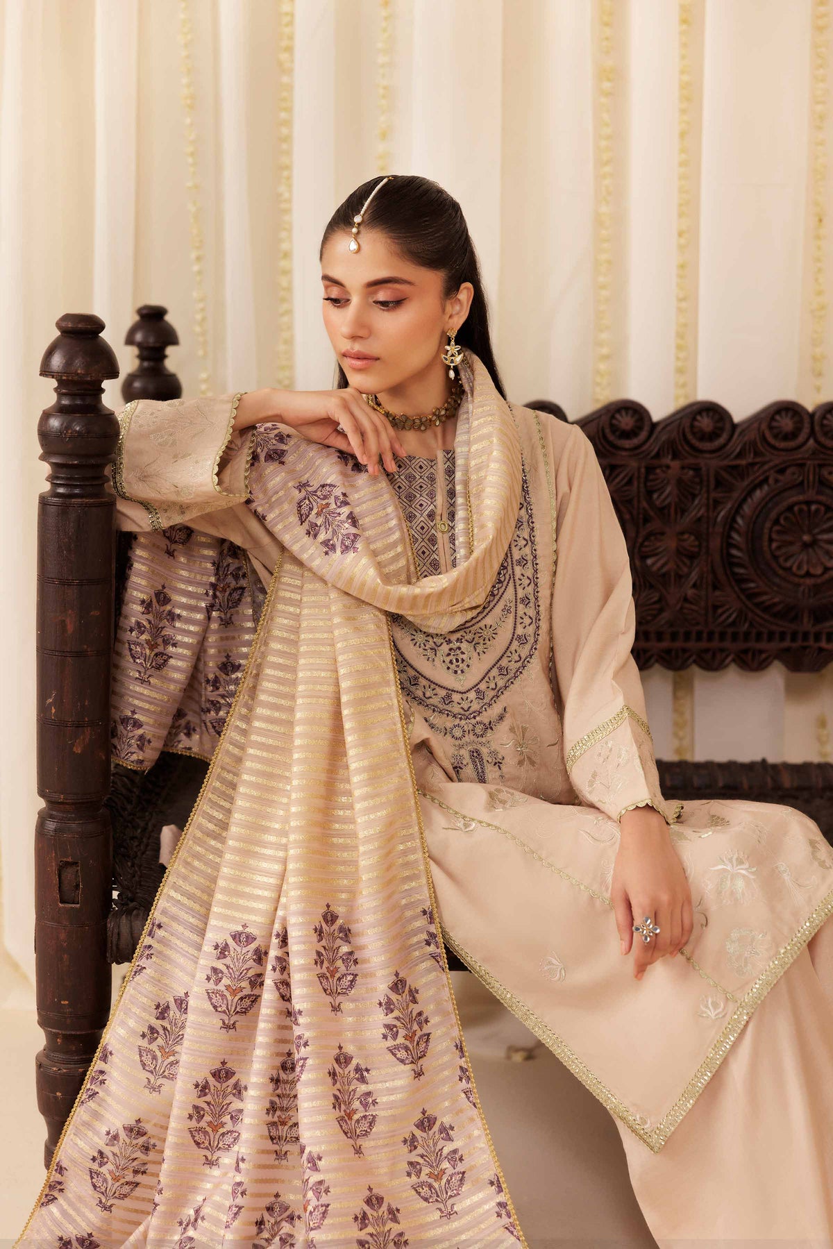 3 Piece - Embroidered Suit - PFE25-58 Pink Cotton 3PC Embroidered Nishat Australia