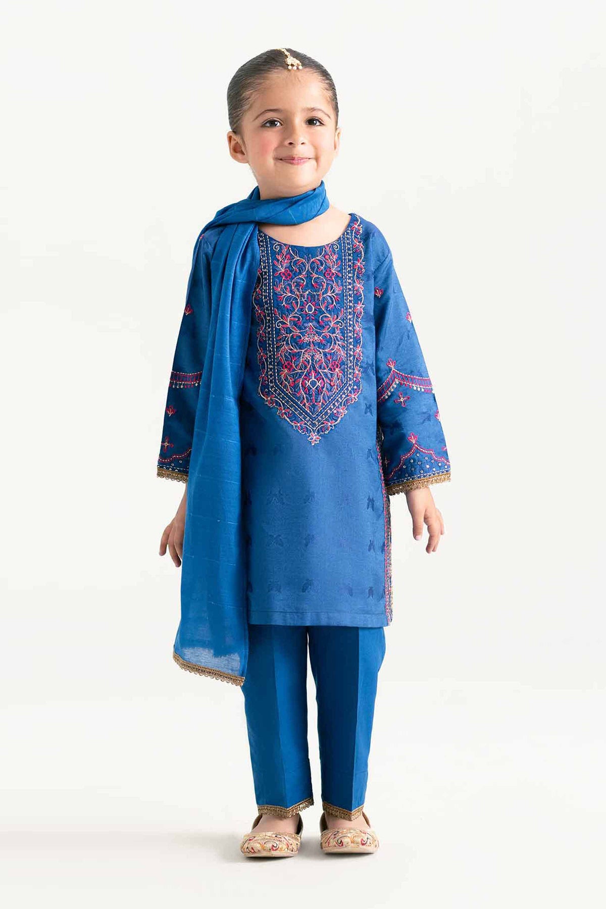 3 Piece - Embroidered Suit - PMD25-16 D Blue Jacquard 3PC Embroidered Nishat Australia