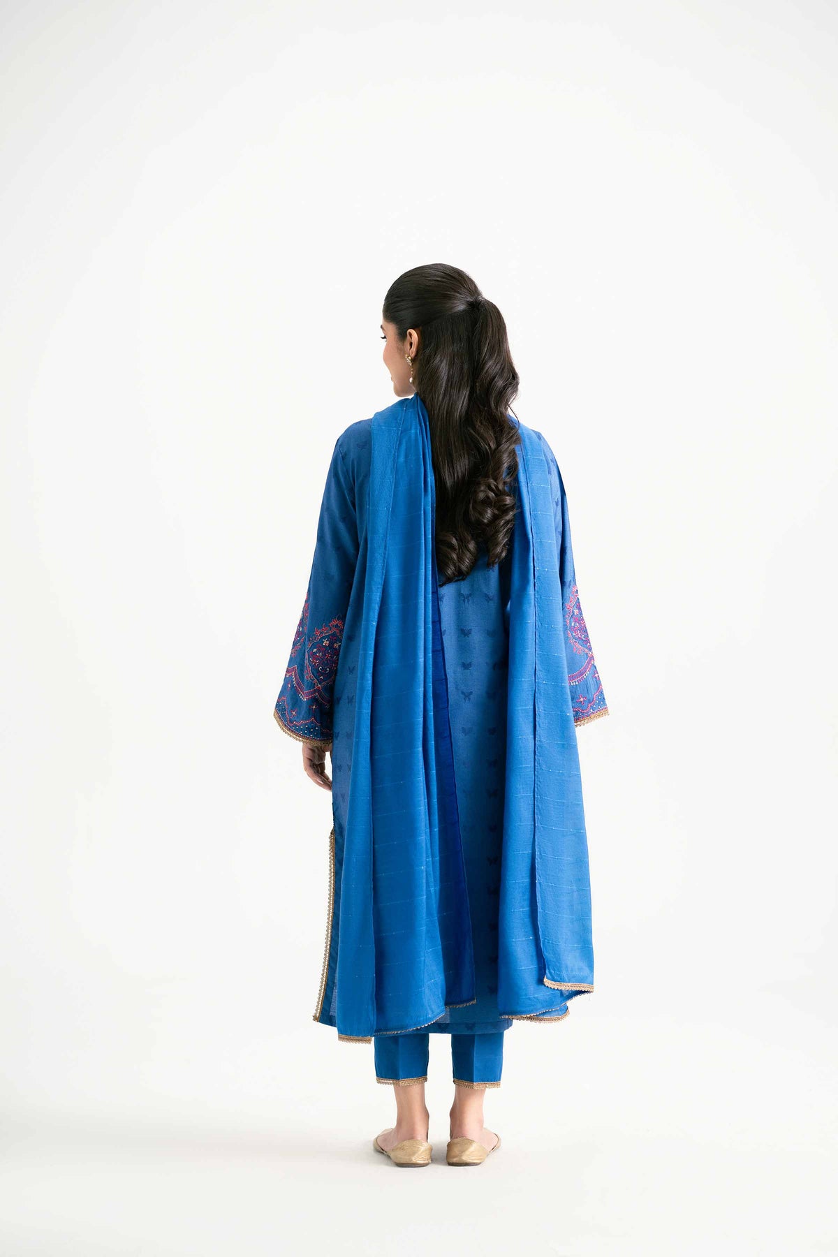 3 Piece - Embroidered Suit - PMD25-16 M Blue Jacquard 3PC Embroidered Nishat Australia
