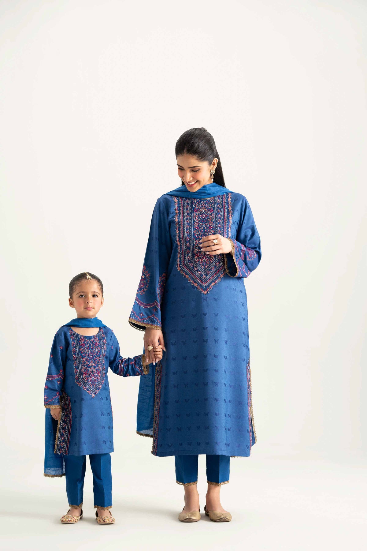 3 Piece - Embroidered Suit - PMD25-16 M Blue Jacquard 3PC Embroidered Nishat Australia