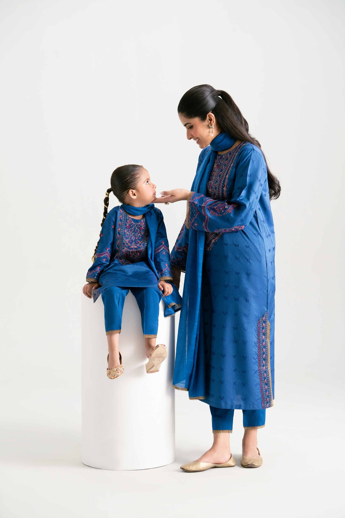 3 Piece - Embroidered Suit - PMD25-16 M Blue Jacquard 3PC Embroidered Nishat Australia