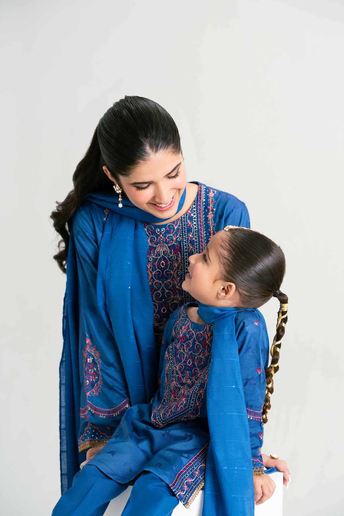 3 Piece - Embroidered Suit - PMD25-16 D Blue Jacquard 3PC Embroidered Nishat Australia