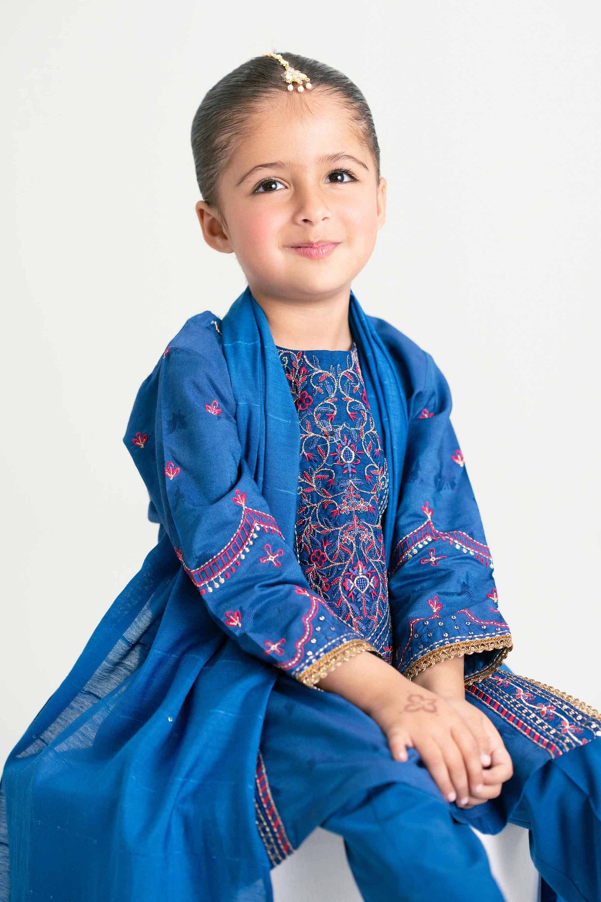 3 Piece - Embroidered Suit - PMD25-16 D Blue Jacquard 3PC Embroidered Nishat Australia