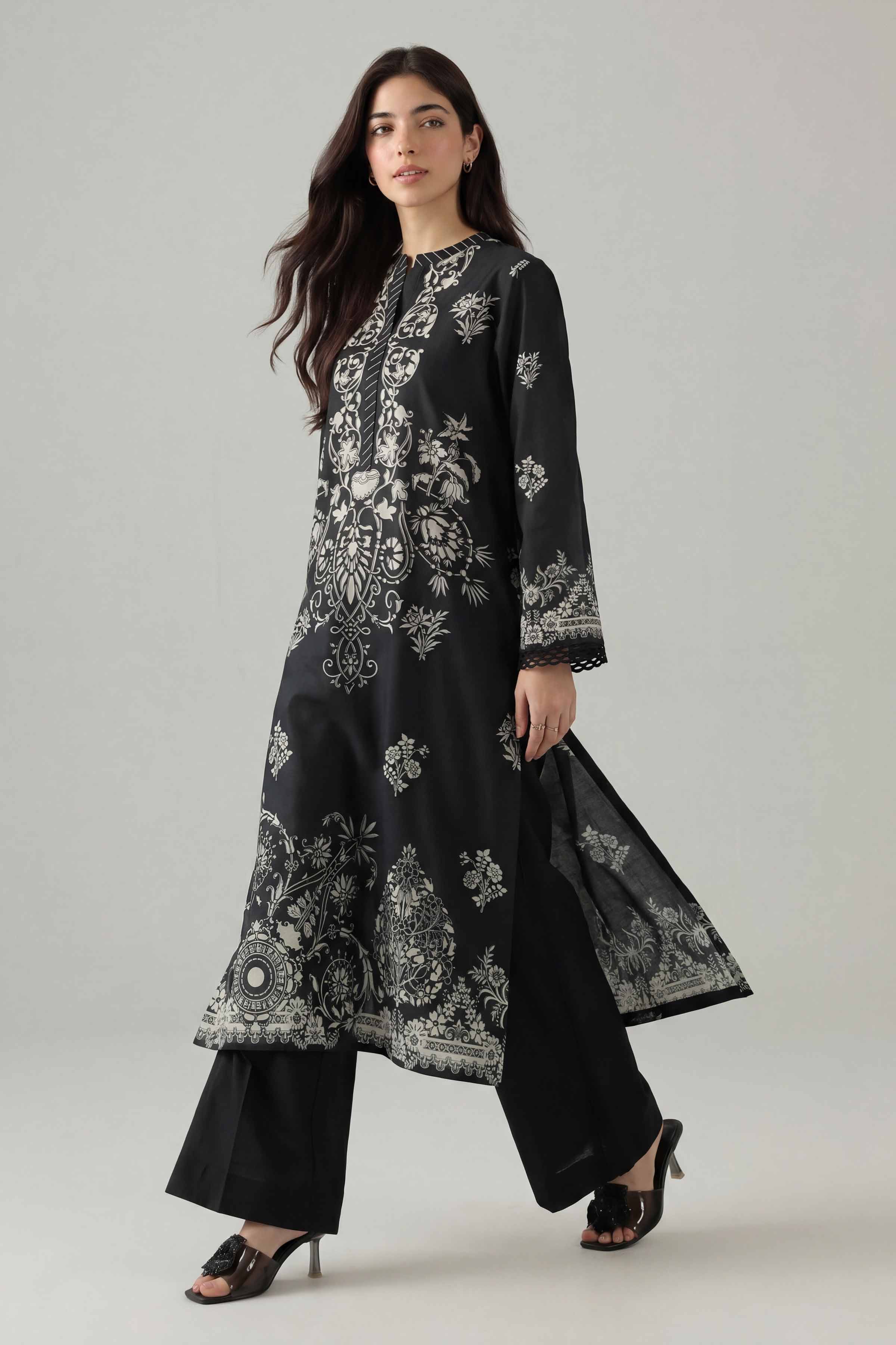 Printed Shirt - PMS26-01 Black Lawn 1PC Printed Nishat Australia