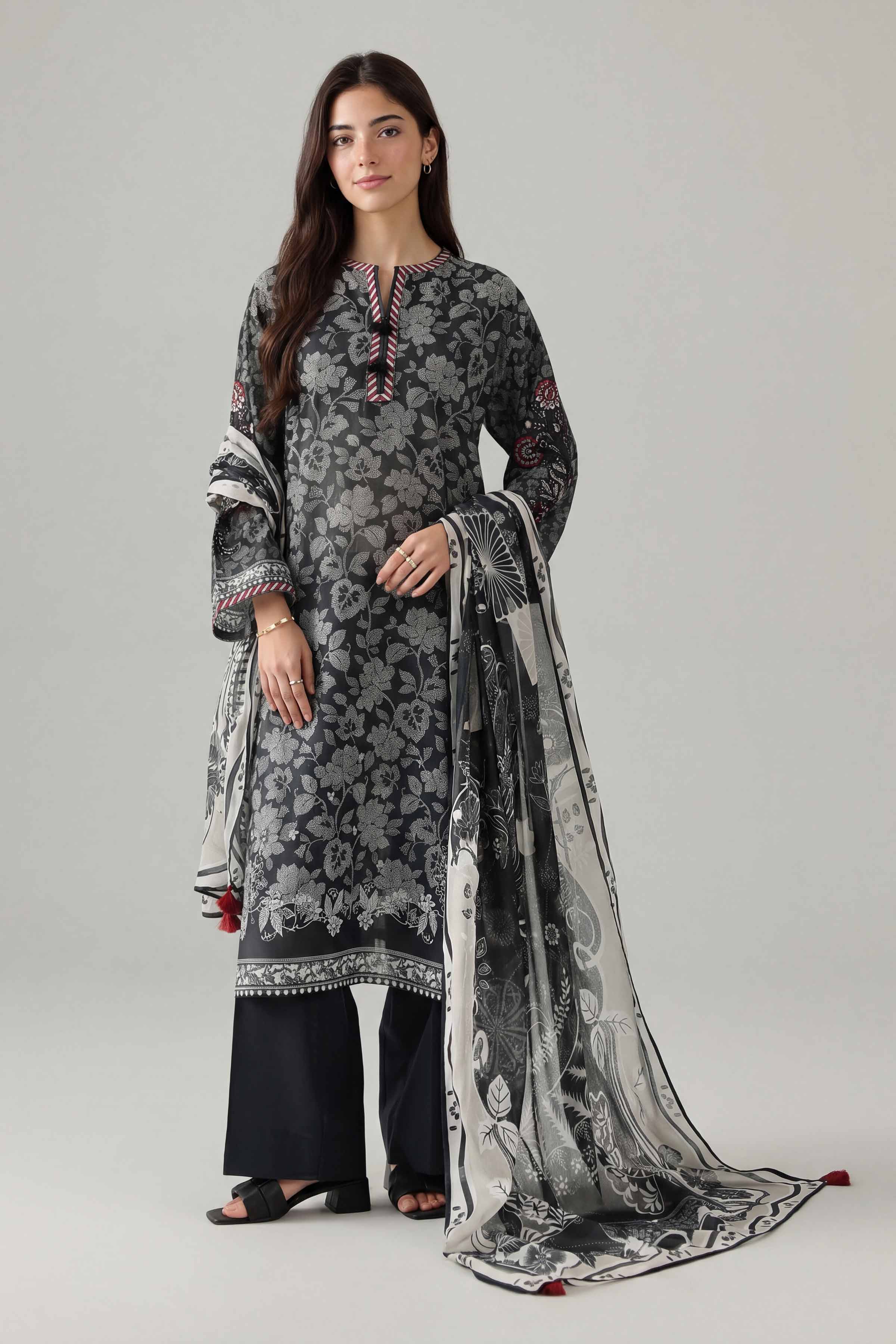 3 Piece - Printed Embroidered Suit - PMS26-04 Black Lawn 3PC Embroidered Nishat Australia