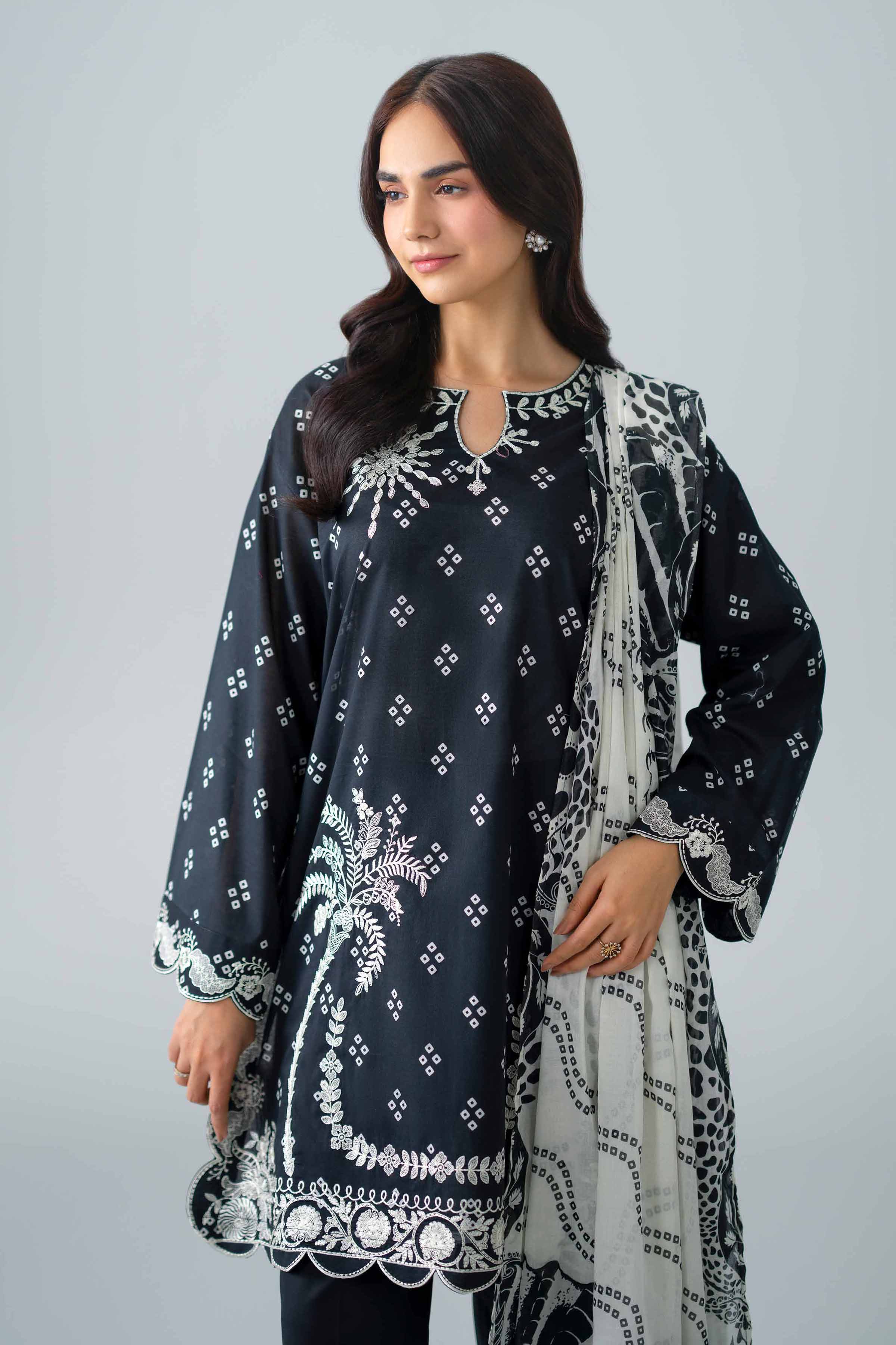 3 Piece - Printed Embroidered Suit - PMS26-06 Black Lawn 3PC Embroidered Nishat Australia