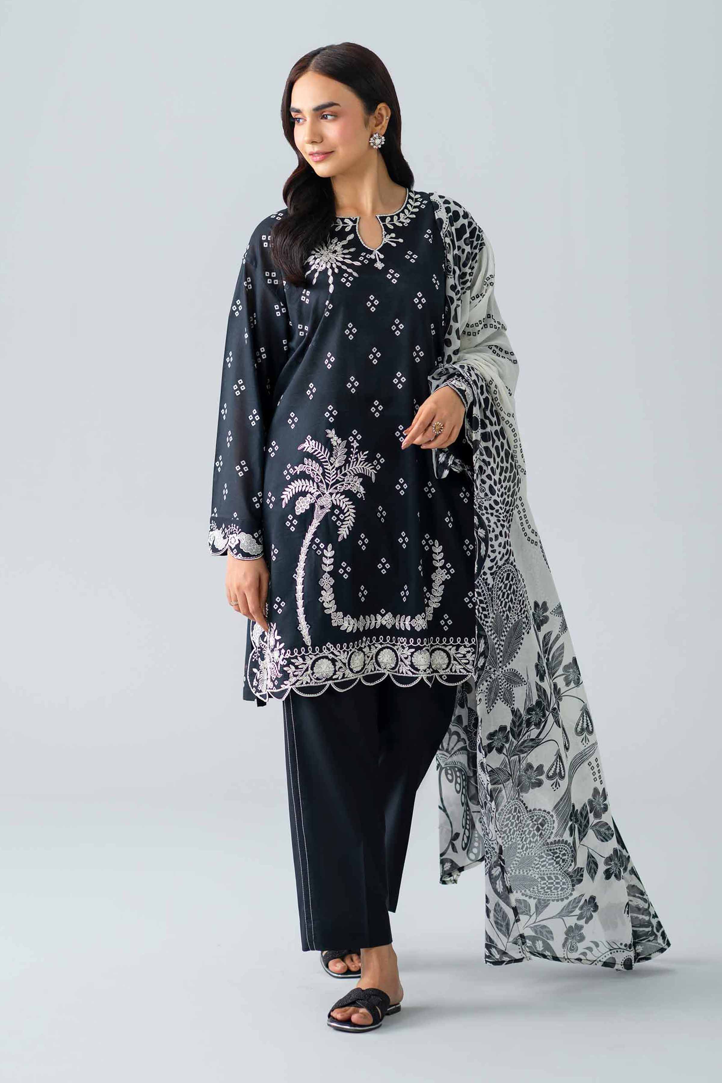 3 Piece - Printed Embroidered Suit - PMS26-06 Black Lawn 3PC Embroidered Nishat Australia