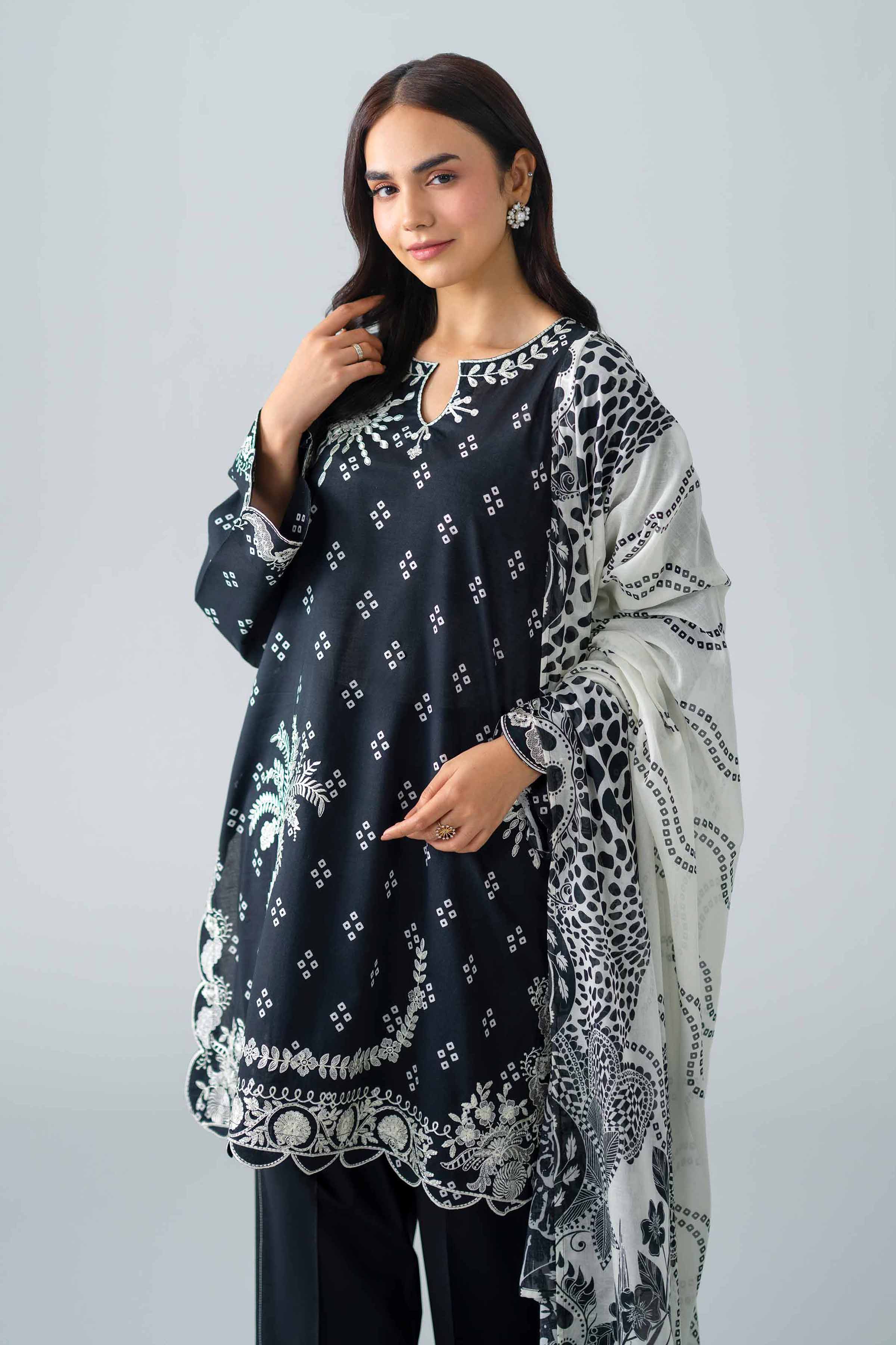 3 Piece - Printed Embroidered Suit - PMS26-06 Black Lawn 3PC Embroidered Nishat Australia