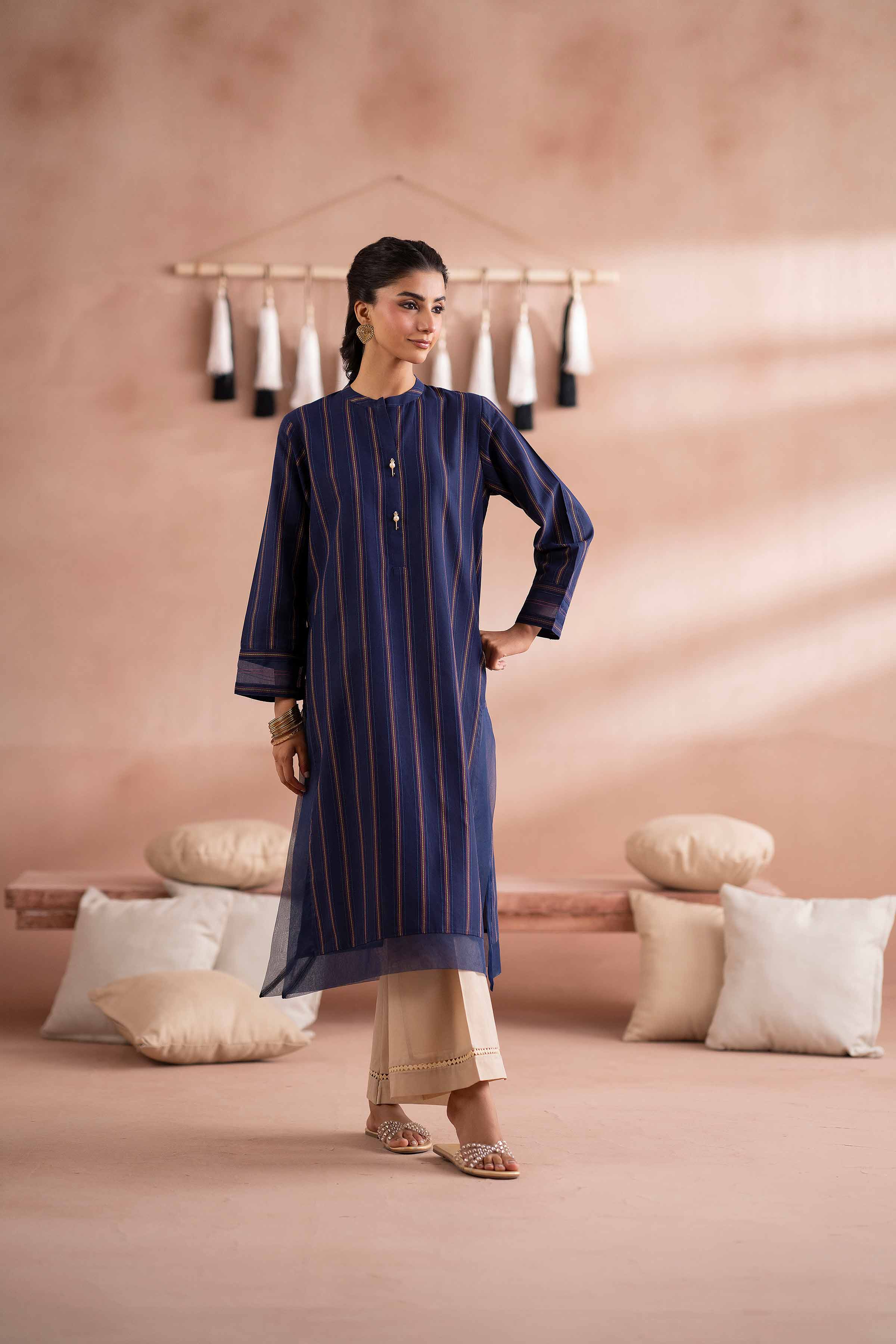 Basic Shirt - PS25-01 READY TO WEAR Blue Yarn Dyed 1PC Printed