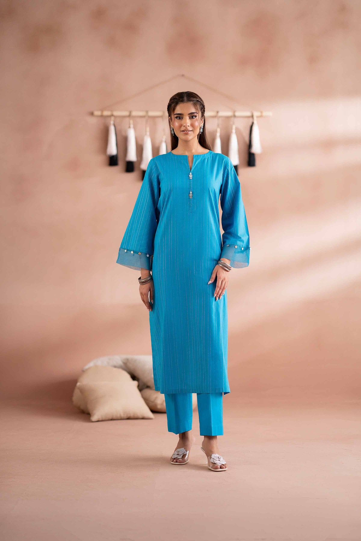 2 Piece - Basic Suit - PS25-129 Blue Yarn Dyed 2PC Solids Nishat Australia