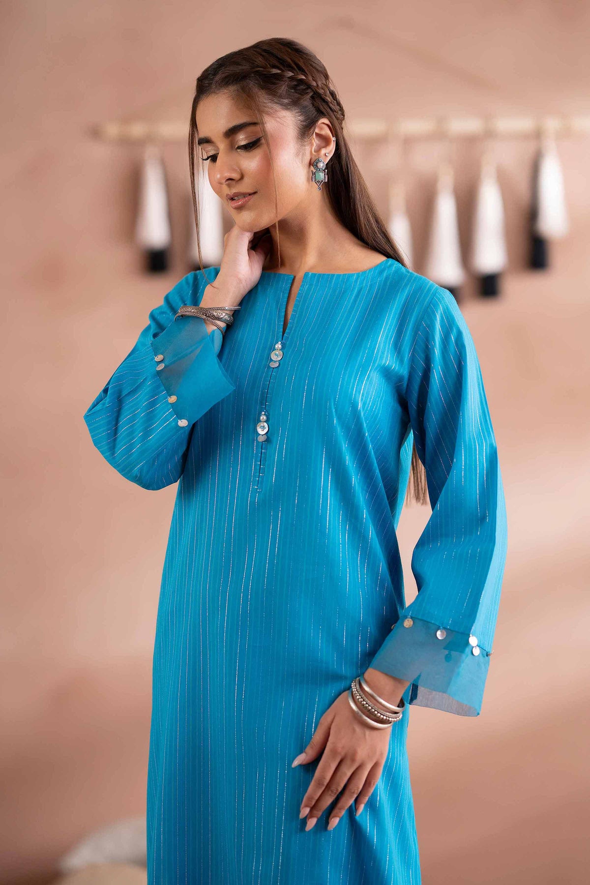 2 Piece - Basic Suit - PS25-129 Blue Yarn Dyed 2PC Solids Nishat Australia