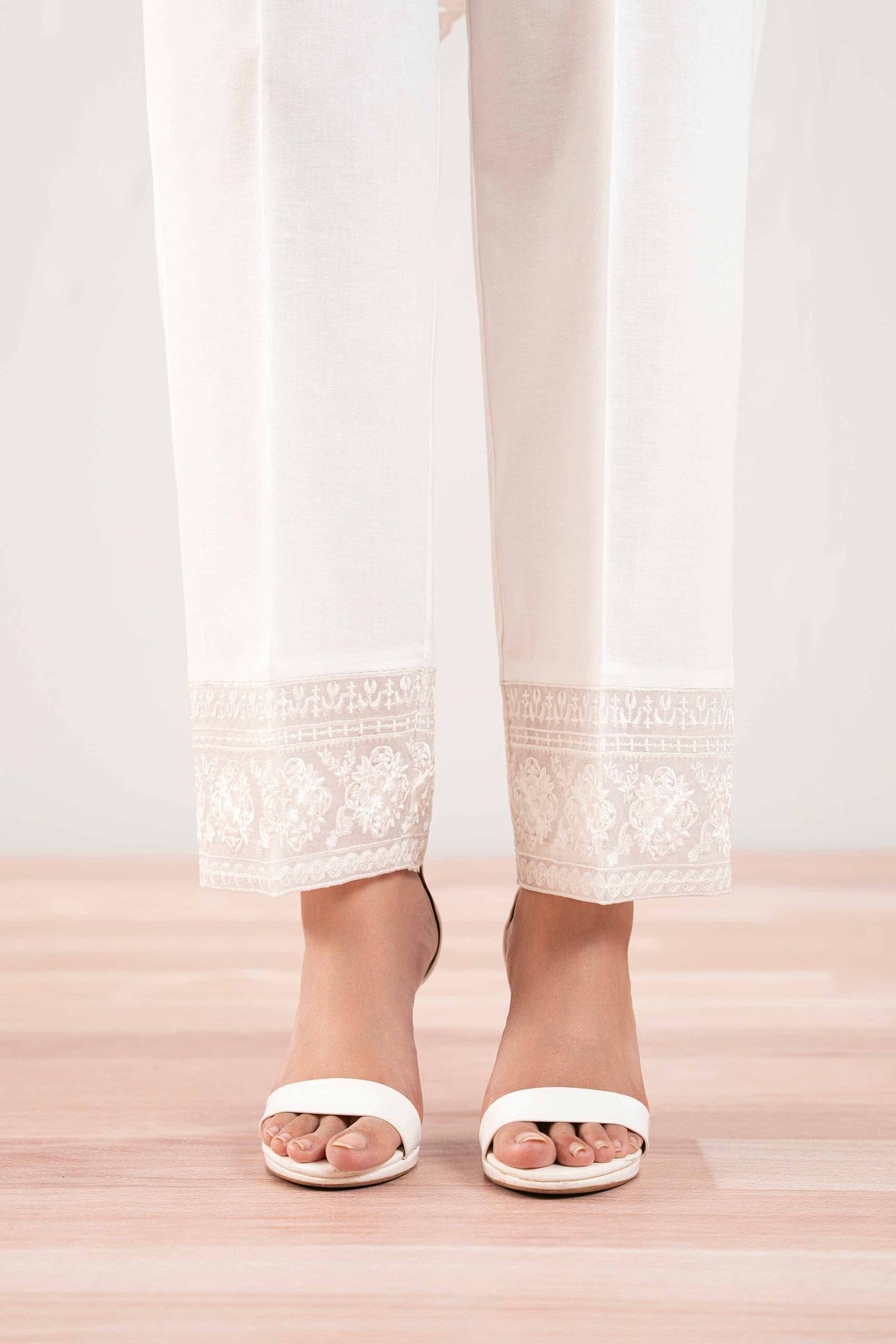 Embroidered Trousers - PS25-163 White Cambric 1PC Embroidered Nishat Australia