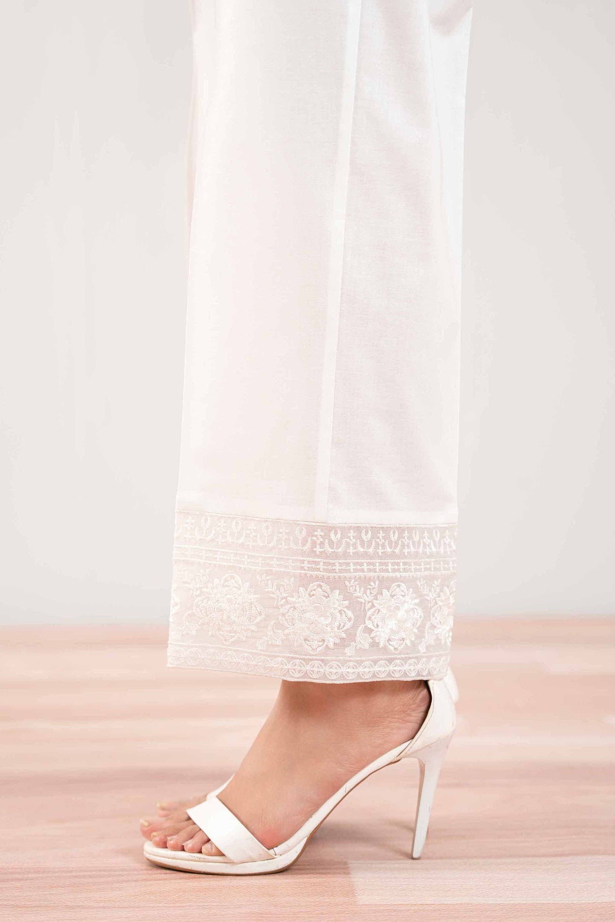 Embroidered Trousers - PS25-163 White Cambric 1PC Embroidered Nishat Australia